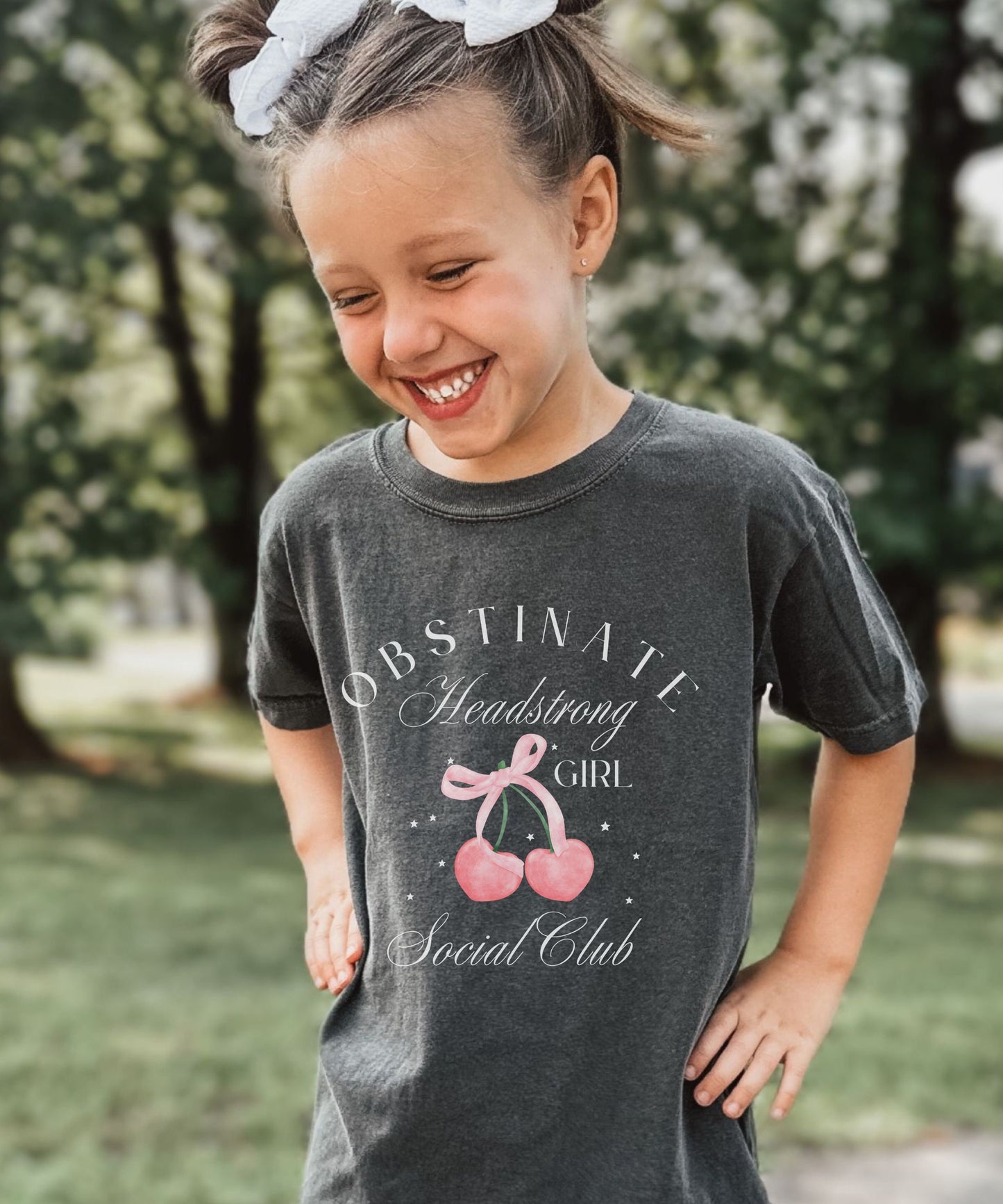 Jane Austen Shirt Girl, Feminist Jane Austen Pride and Prejudice Shirt, Coquette Bow Cherry Obstinate Headstrong Girl Social Club Shirt Kids