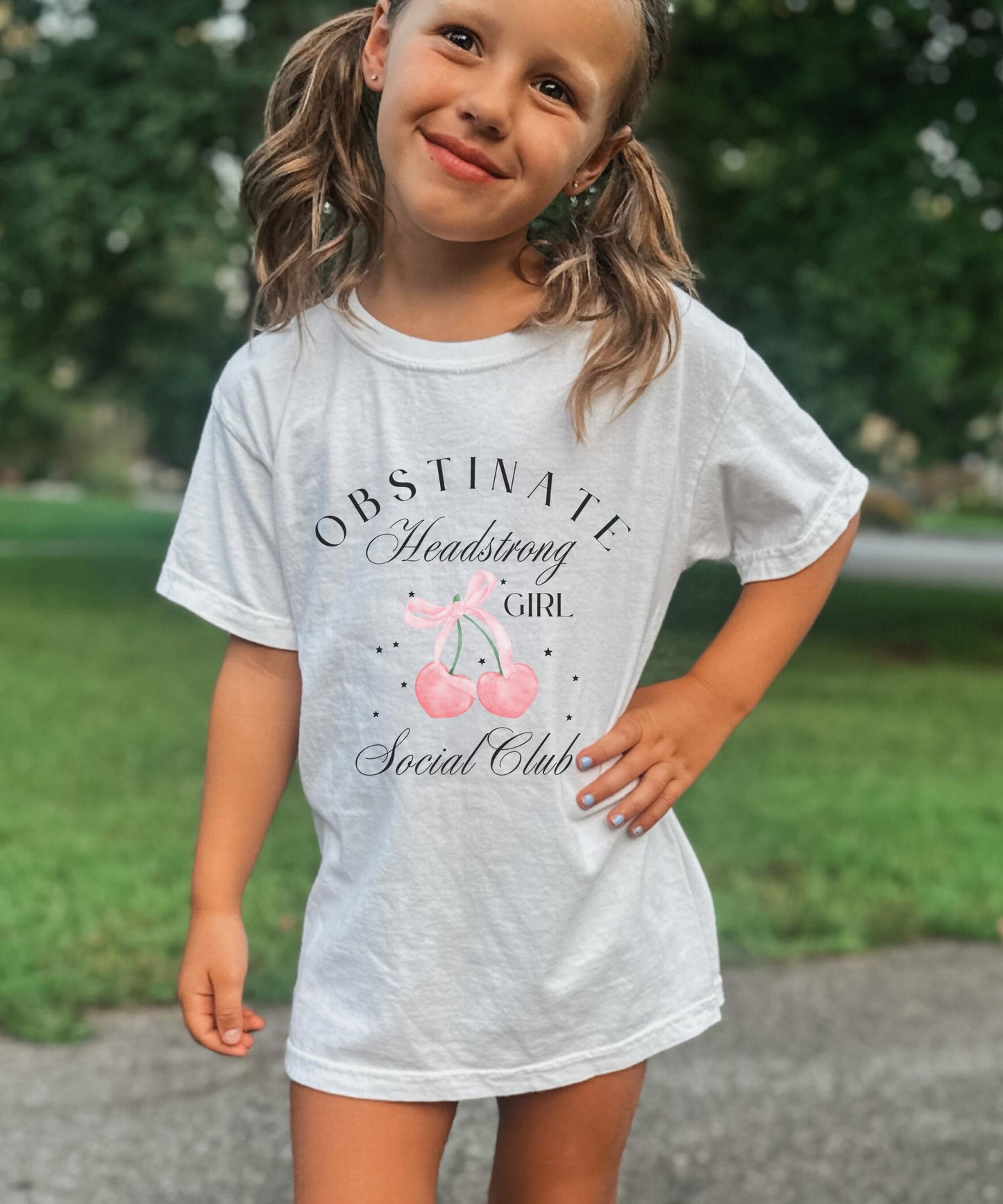 Jane Austen Shirt Girl, Feminist Jane Austen Pride and Prejudice Shirt, Coquette Bow Cherry Obstinate Headstrong Girl Social Club Shirt Kids