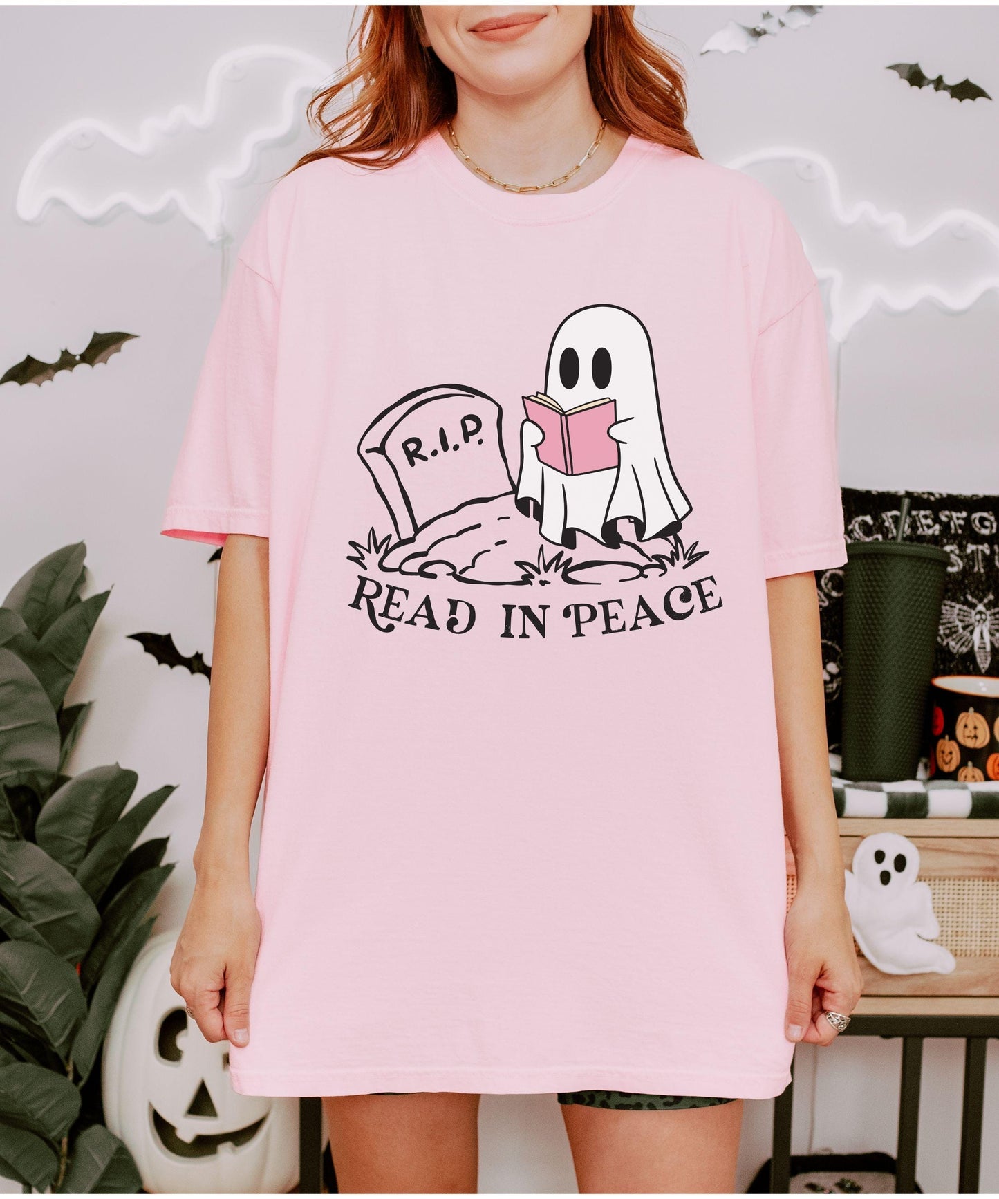 Read in Peace Ghost Book Shirt, Booktrovert Halloween Book Shirt Dark Romance Reader Tshirt, Reading Ghost Shirt Fall Book Club Shirt