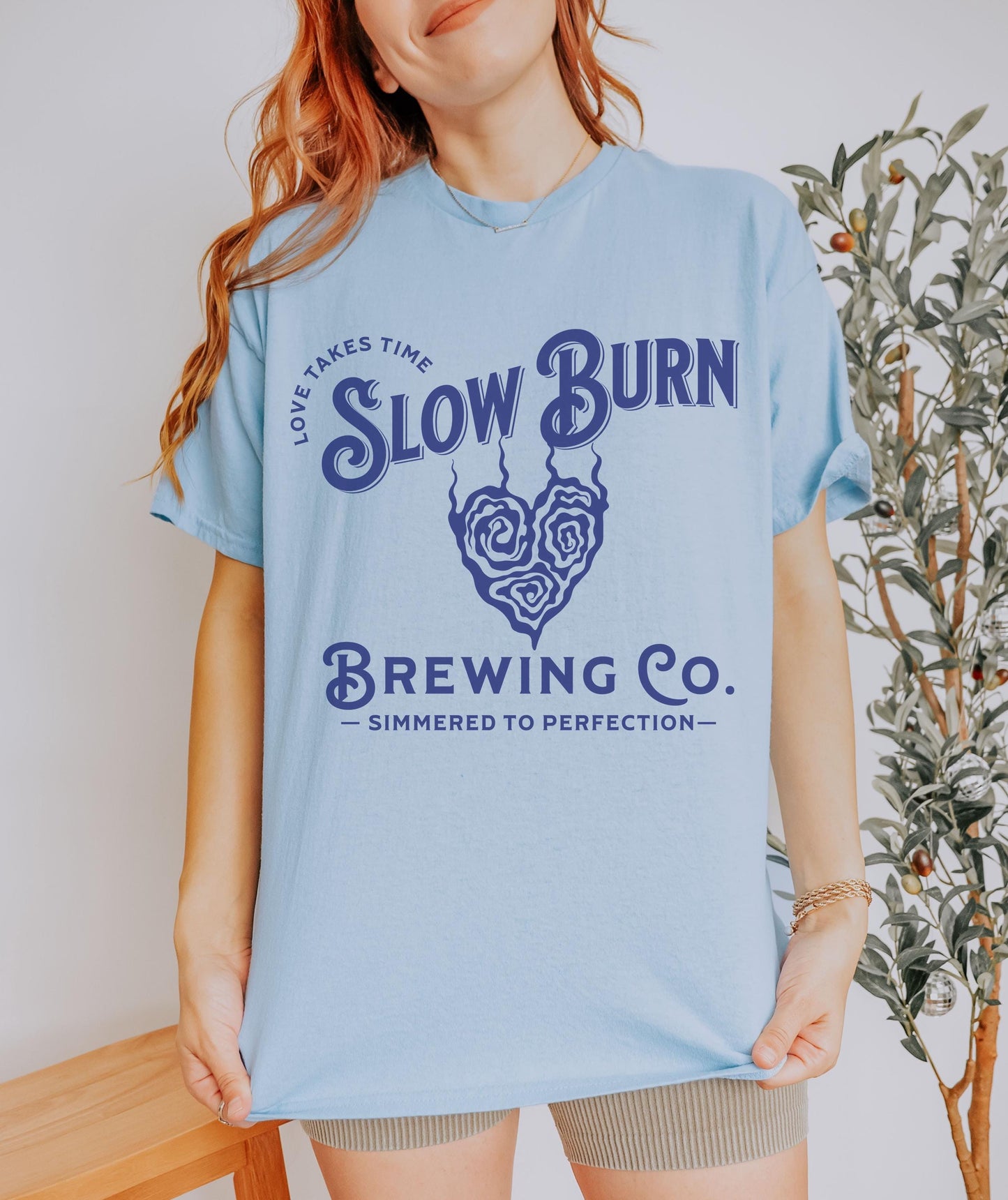 Slow Burn Brewing Co Book Tropes Shirt, Booktrovert Smut Shirt Romantasy Reader Tee Enemies To Lovers Dark Romance Spicy Bookish Love Shirt