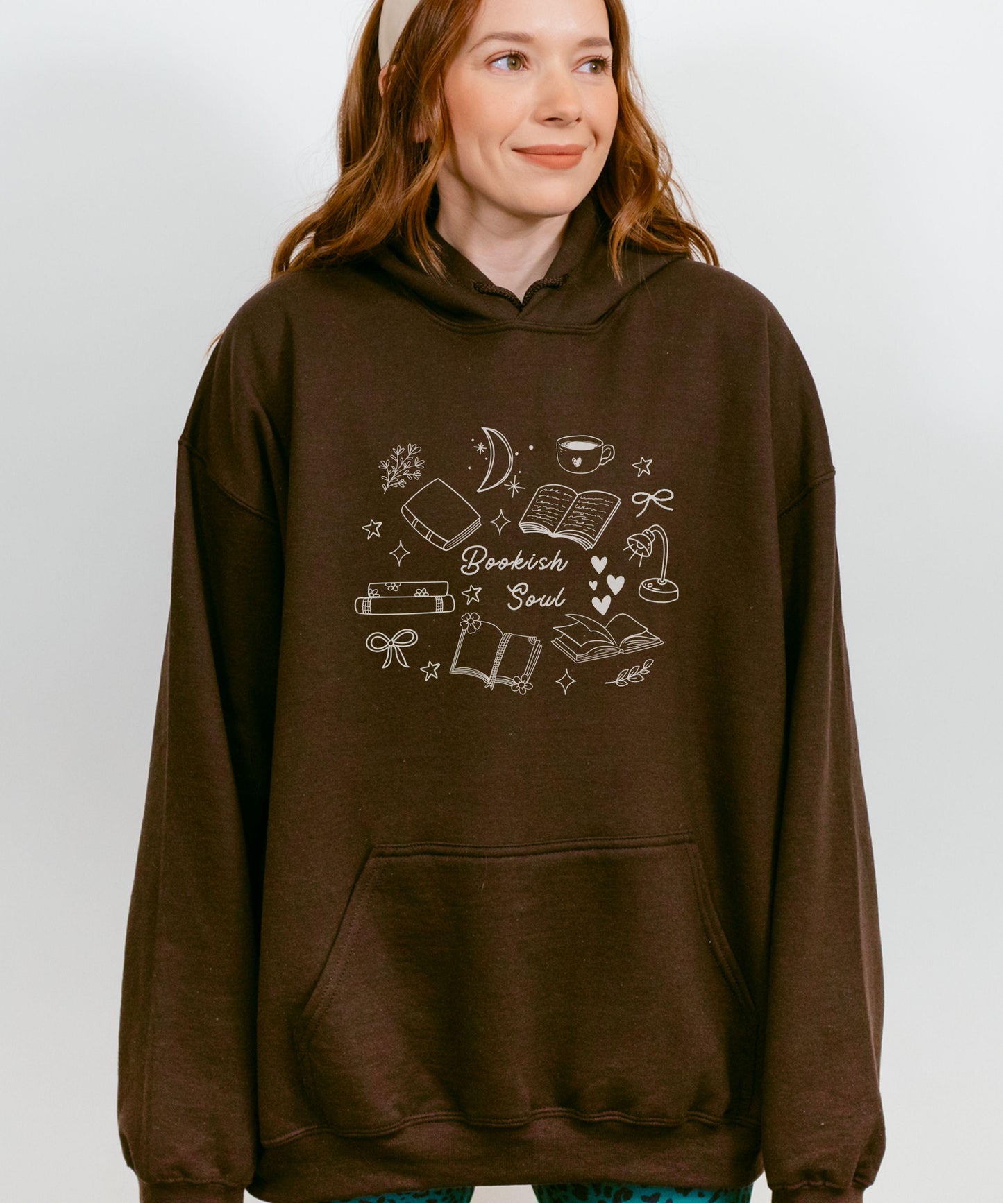 Bookish Soul Hoodie, Booklover Sweatshirt Bookish Things Doodles Booktrovert Downtown Girl Coquette Bow Hoodie Born To Read Library Hoodie