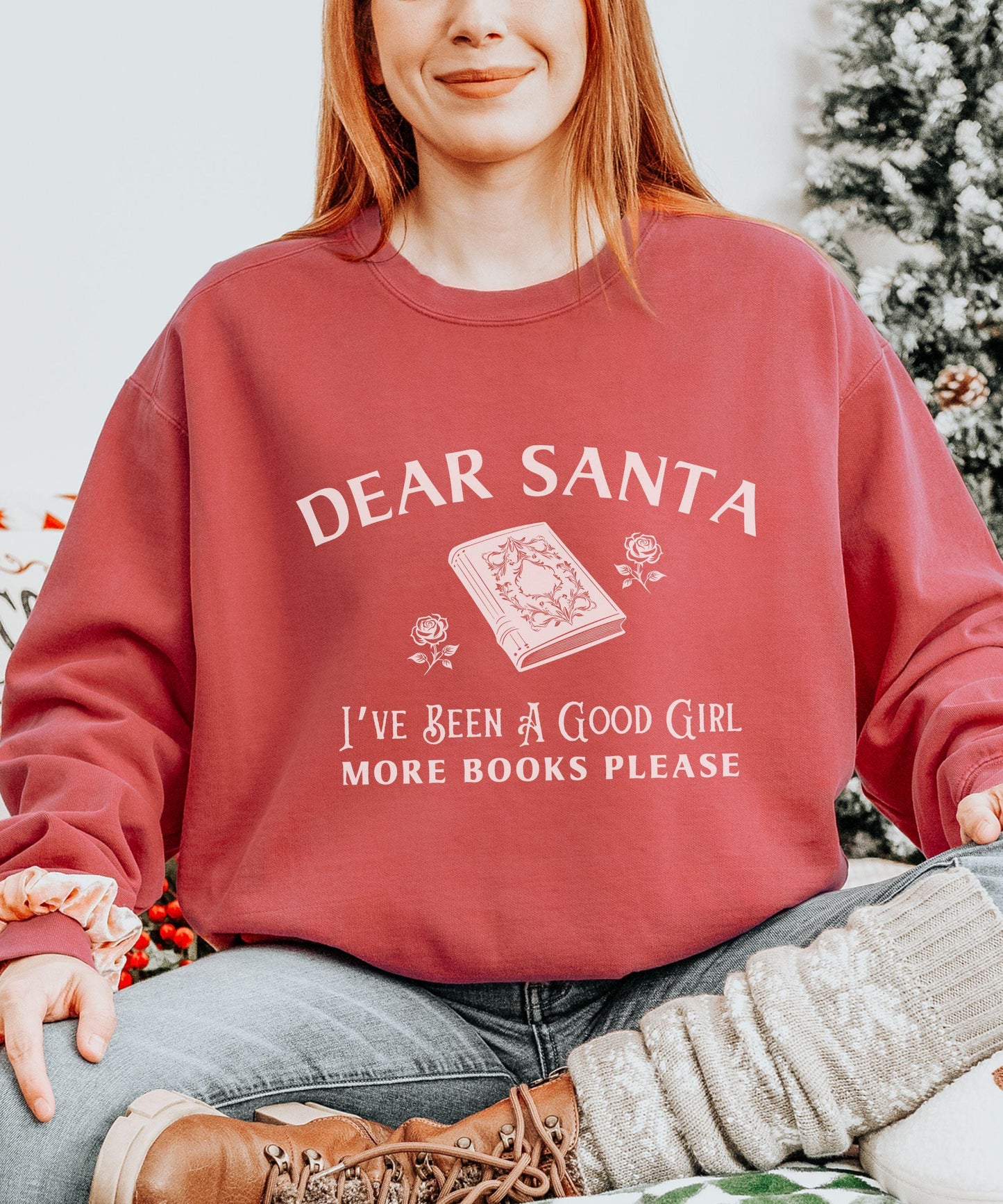 Dear Santa Good Girl Heavyweight Sweatshirt, Dark Romance Reader Sweatshirt, Book Lover Christmas Sweater, Smut Shirt Bookish Holiday Shirt