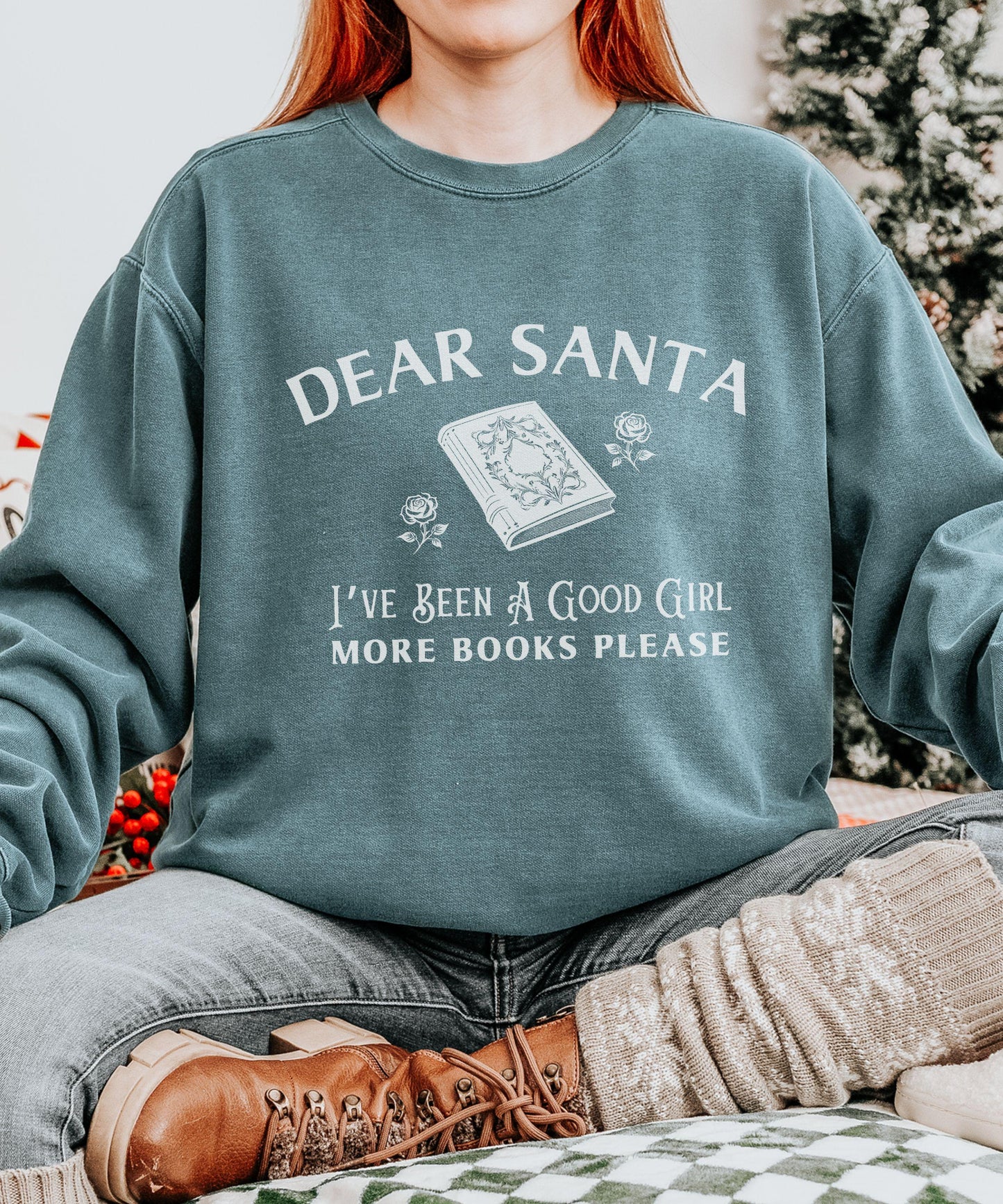 Dear Santa Good Girl Heavyweight Sweatshirt, Dark Romance Reader Sweatshirt, Book Lover Christmas Sweater, Smut Shirt Bookish Holiday Shirt
