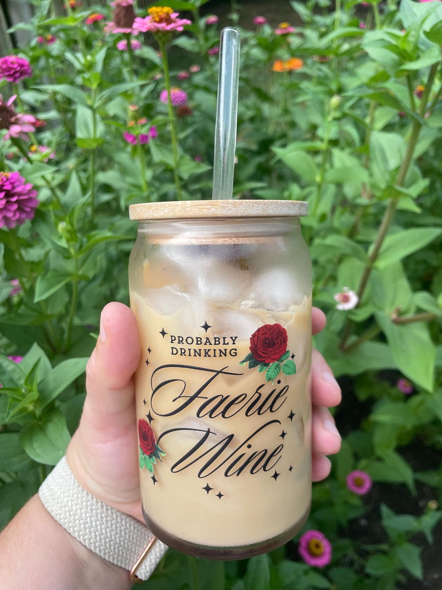Faerie Wine Glass Can Sipper, Romantasy Reader Gift Fae Drinkware Booklover Fantasy Romance Reader Cup Iced Coffee Tumbler Bookish Things