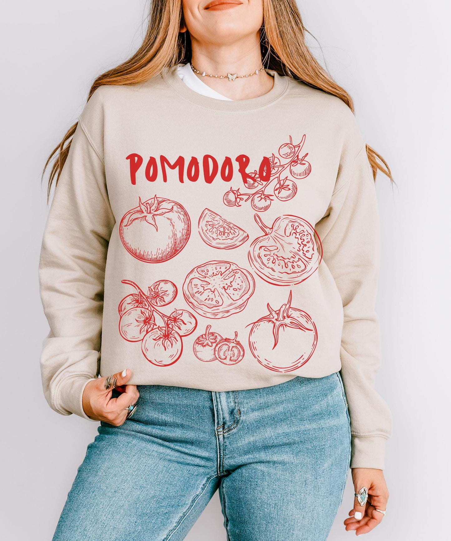 Italian Tomato Crewneck Sweatshirt, Pomodoro Italy Sweatshirt, Old Money Aesthetic Vegetable Shirt, Tomato Girl Chef Gift Foodie Shirt
