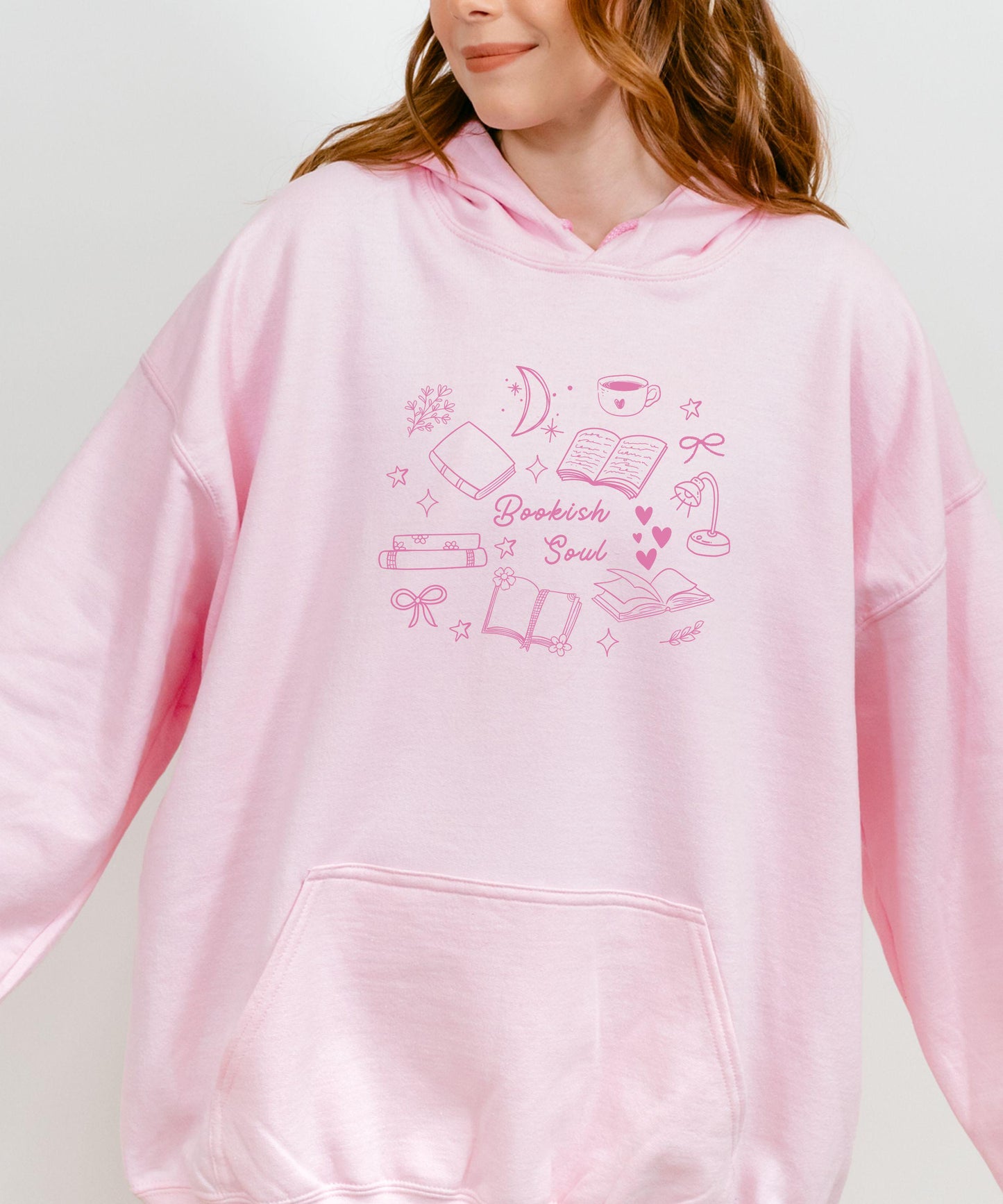 Bookish Soul Hoodie, Booklover Sweatshirt Bookish Things Doodles Booktrovert Downtown Girl Coquette Bow Hoodie Born To Read Library Hoodie