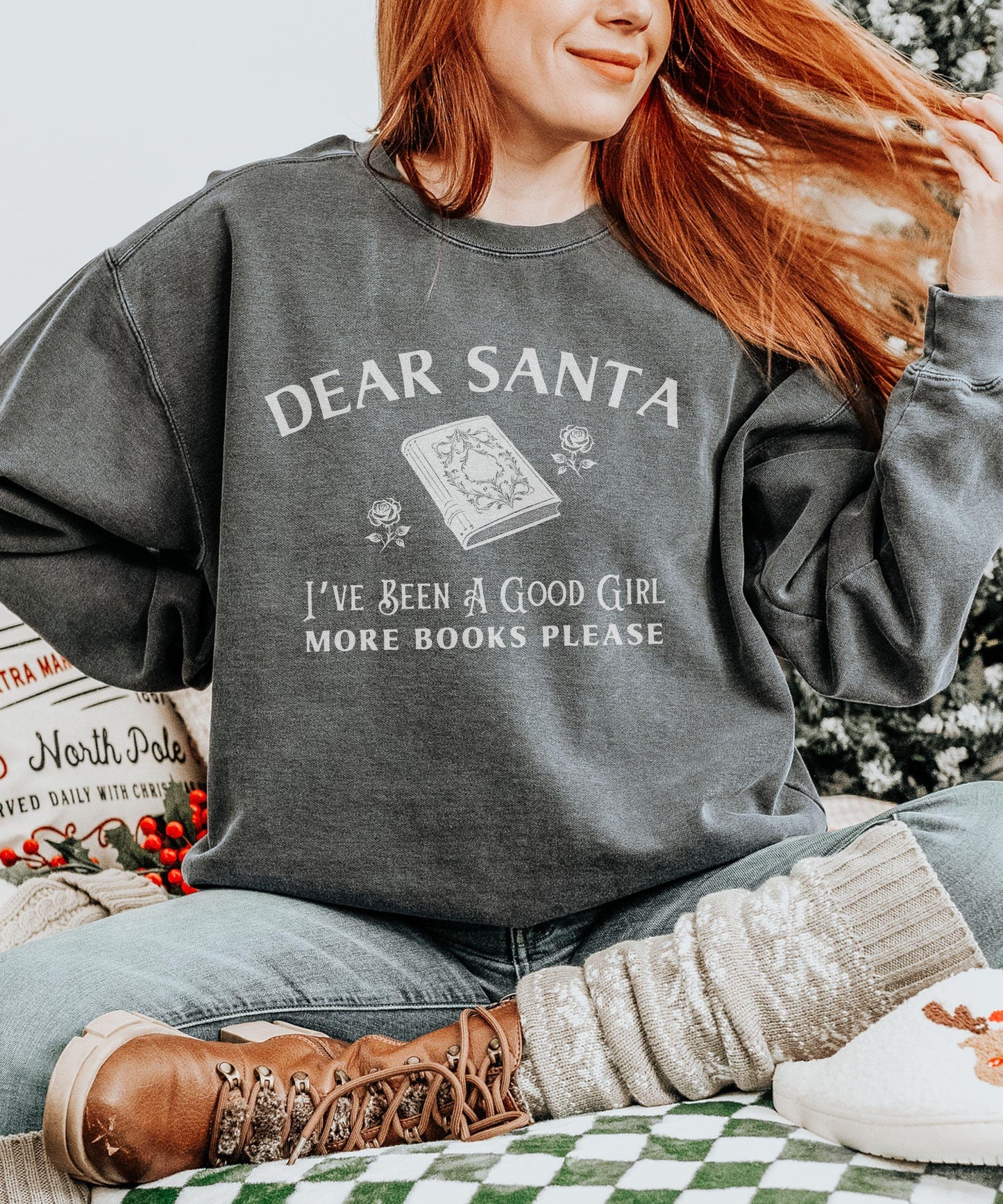 Dear Santa Good Girl Heavyweight Sweatshirt, Dark Romance Reader Sweatshirt, Book Lover Christmas Sweater, Smut Shirt Bookish Holiday Shirt