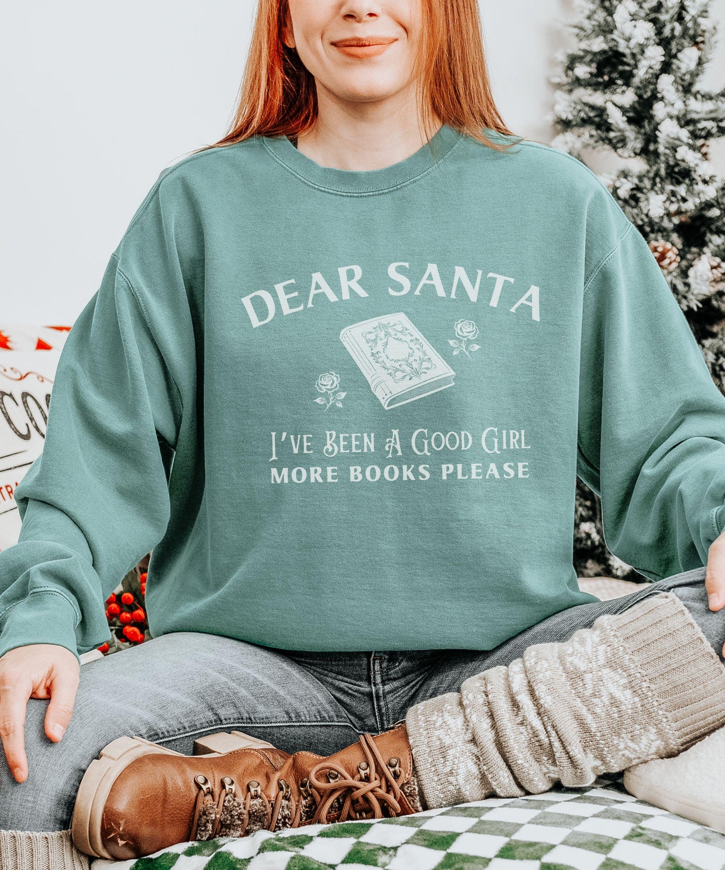 Dear Santa Good Girl Heavyweight Sweatshirt, Dark Romance Reader Sweatshirt, Book Lover Christmas Sweater, Smut Shirt Bookish Holiday Shirt