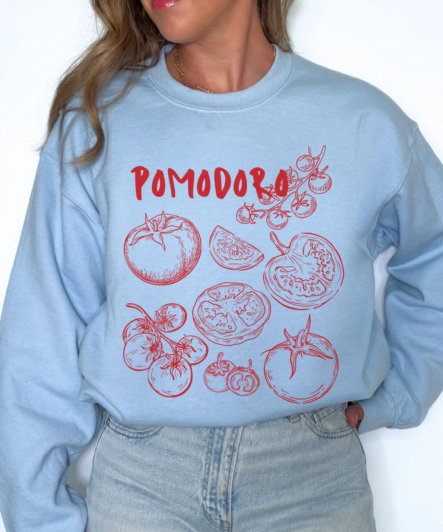 Italian Tomato Crewneck Sweatshirt, Pomodoro Italy Sweatshirt, Old Money Aesthetic Vegetable Shirt, Tomato Girl Chef Gift Foodie Shirt