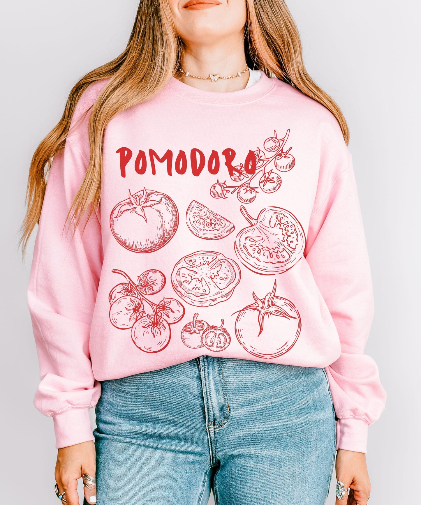 Italian Tomato Crewneck Sweatshirt, Pomodoro Italy Sweatshirt, Old Money Aesthetic Vegetable Shirt, Tomato Girl Chef Gift Foodie Shirt