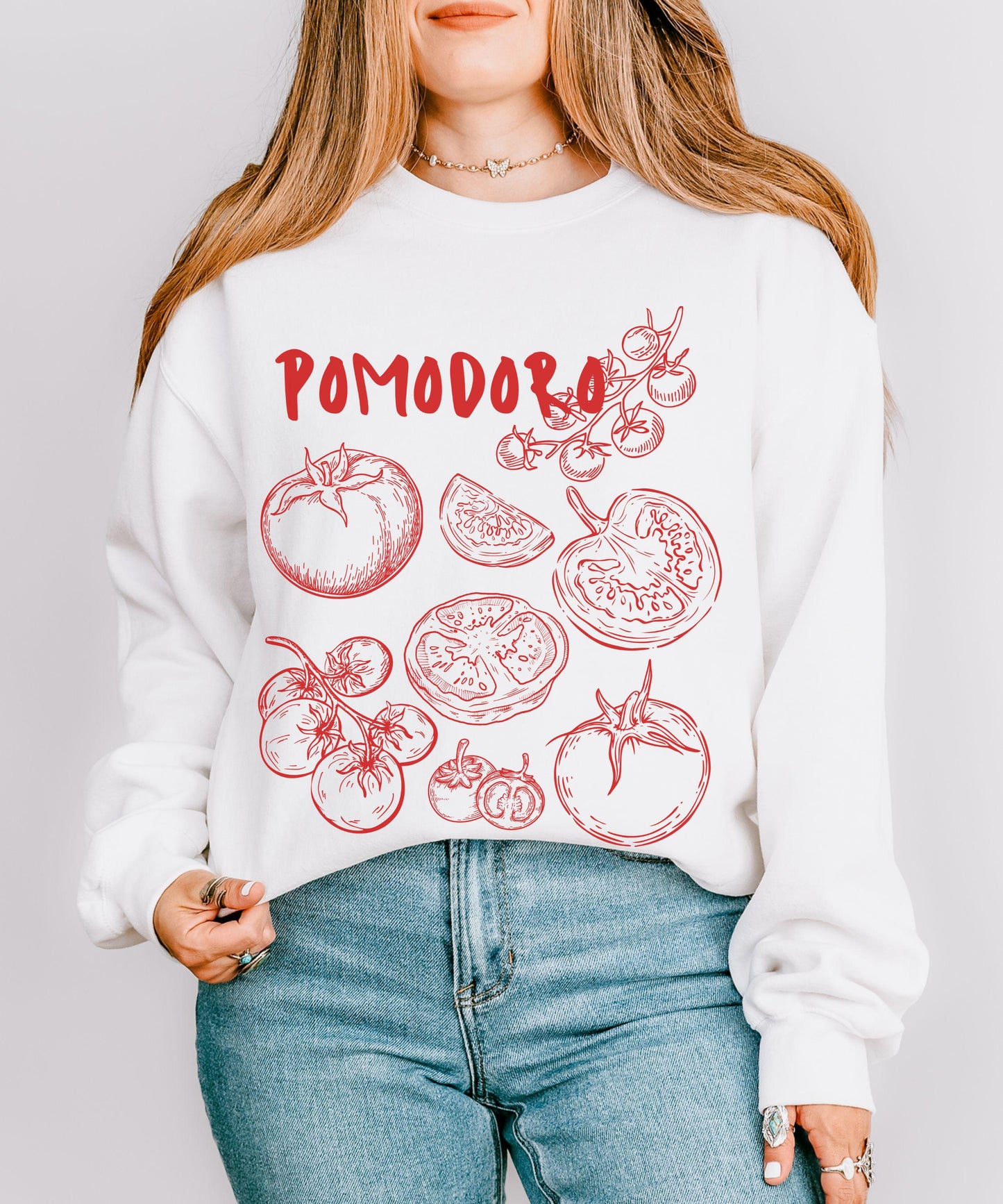 Italian Tomato Crewneck Sweatshirt, Pomodoro Italy Sweatshirt, Old Money Aesthetic Vegetable Shirt, Tomato Girl Chef Gift Foodie Shirt