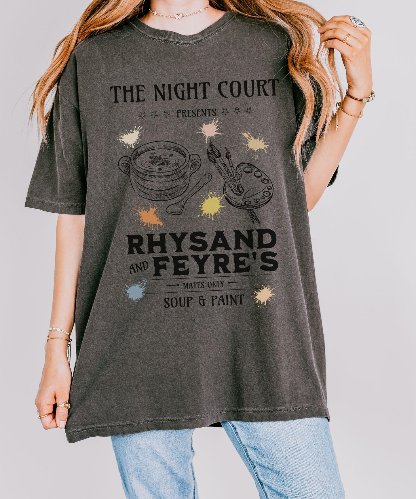 ACOMAF Rhysand and Feyre Soup and Paint Shirt, Officially Licensed Sarah J Maas Merch A Court Of Thorns and Roses Night Court Bookish Shirt