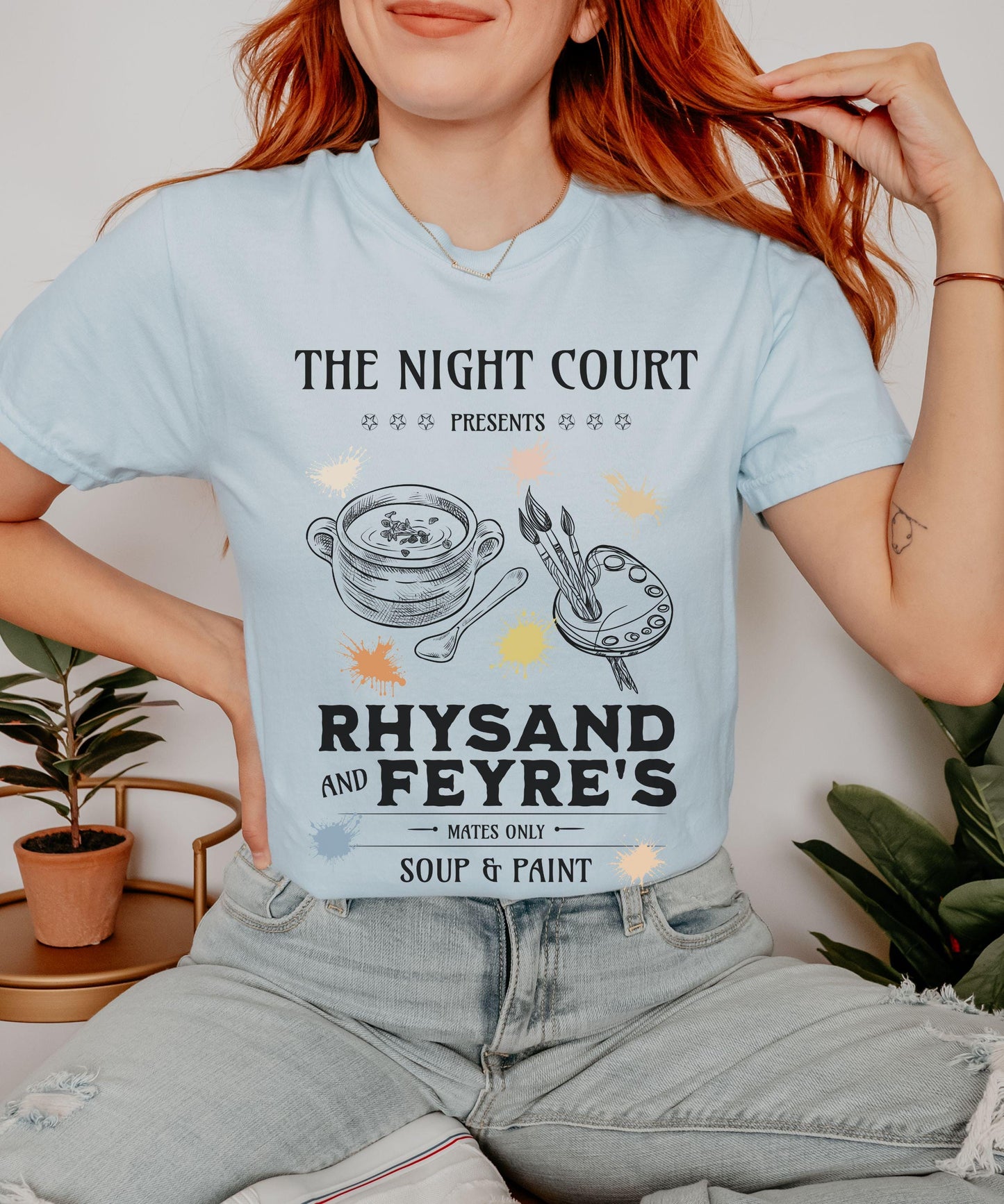 ACOMAF Rhysand and Feyre Soup and Paint Shirt, Officially Licensed Sarah J Maas Merch A Court Of Thorns and Roses Night Court Bookish Shirt