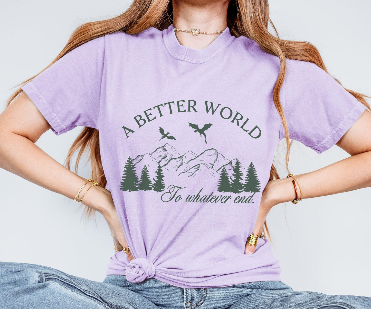 A Better World Throne of Glass Shirt, Officially Licensed SJM Merch, Kingdom of Ash To Whatever End Abraxos Wyvern Shirt Aelin and Rowan Tee