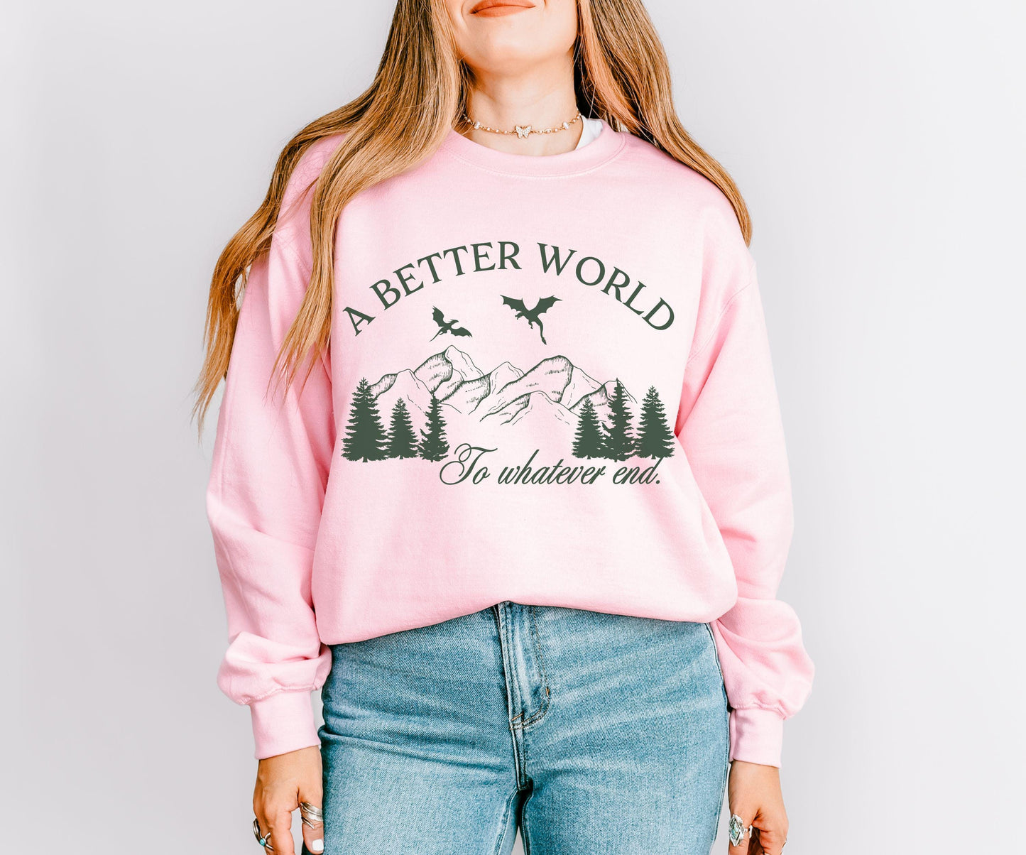 Throne of Glass Sweatshirt, KOA A better World Officially Licensed SJM Merch, To Whatever End Abraxos Wyvern Sweatshirt Aelin and Rowan