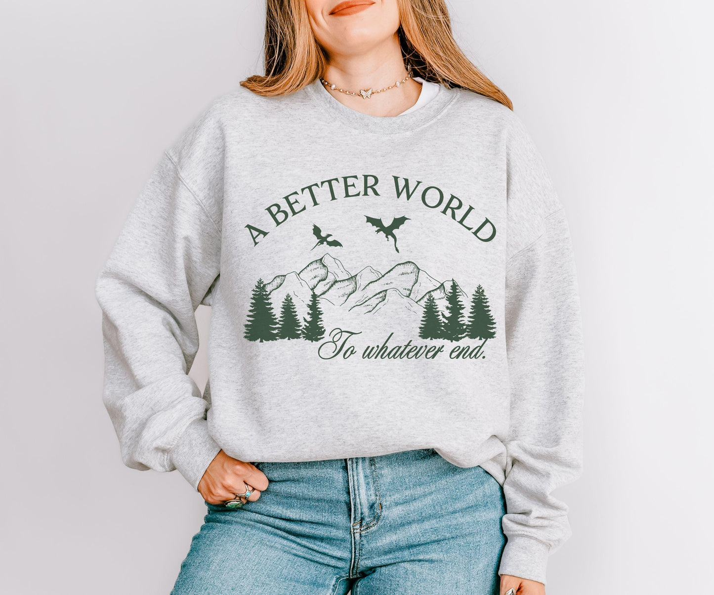 Throne of Glass Sweatshirt, KOA A better World Officially Licensed SJM Merch, To Whatever End Abraxos Wyvern Sweatshirt Aelin and Rowan