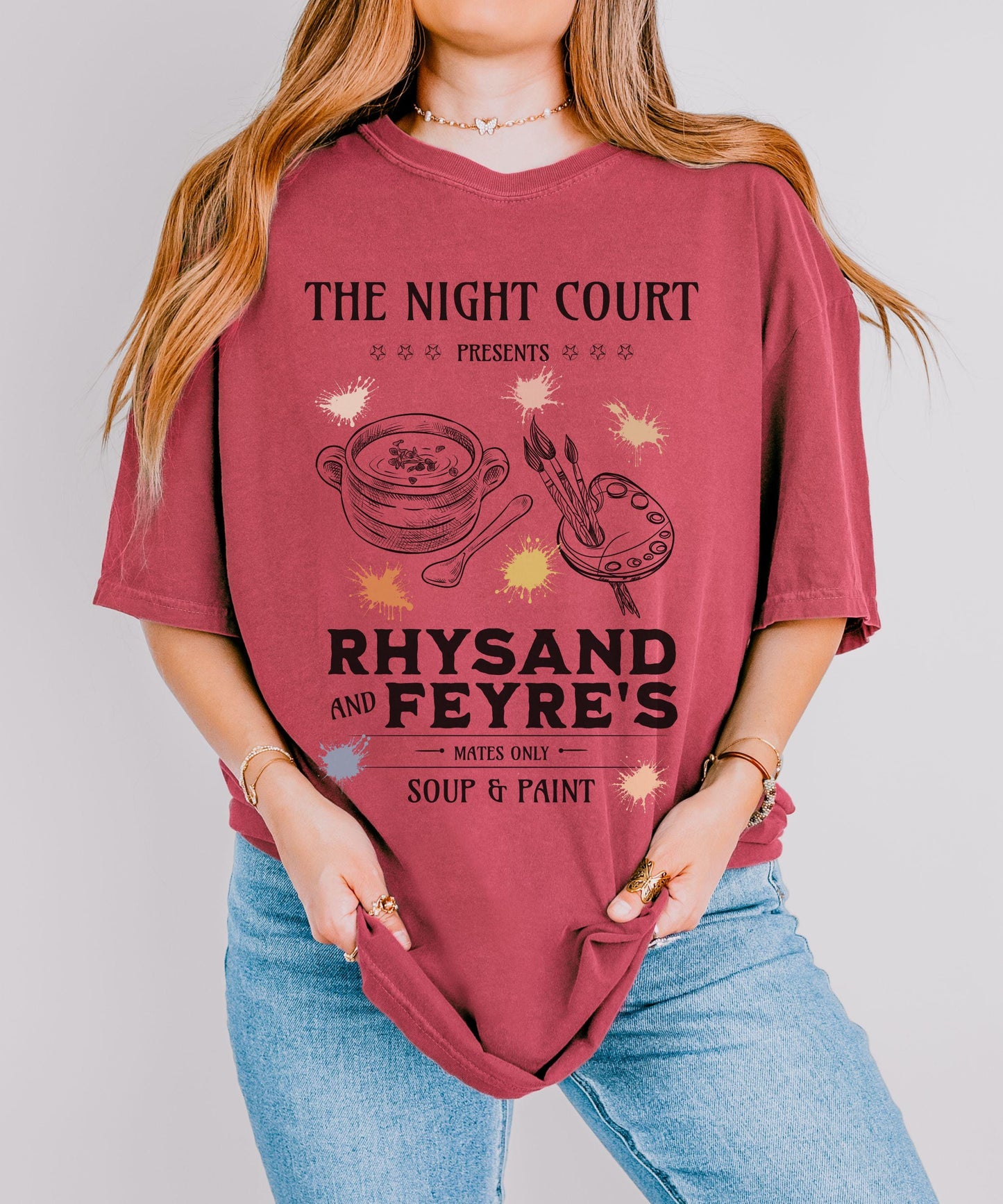 ACOMAF Rhysand and Feyre Soup and Paint Shirt, Officially Licensed Sarah J Maas Merch A Court Of Thorns and Roses Night Court Bookish Shirt