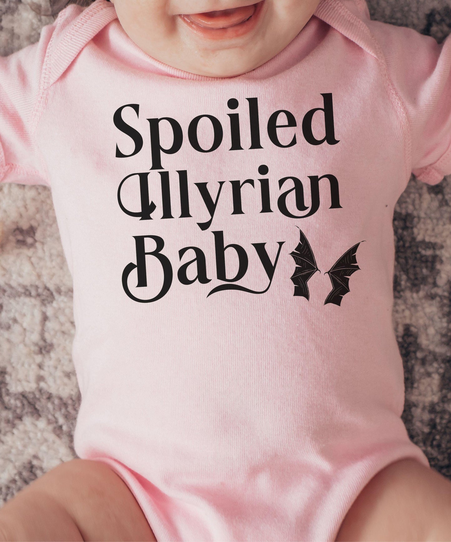 Spoiled Illyrian Baby Bodysuit, Officially Licensed SJM Merch, Bat Boys ACOTAR Baby Gifts, Baby NYX Rhysand and Feyre Bookish Baby Clothes
