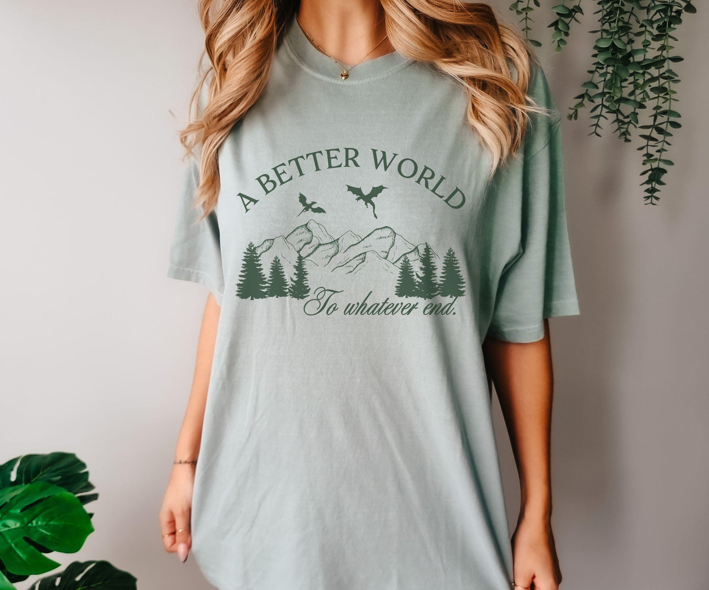 A Better World Throne of Glass Shirt, Officially Licensed SJM Merch, Kingdom of Ash To Whatever End Abraxos Wyvern Shirt Aelin and Rowan Tee
