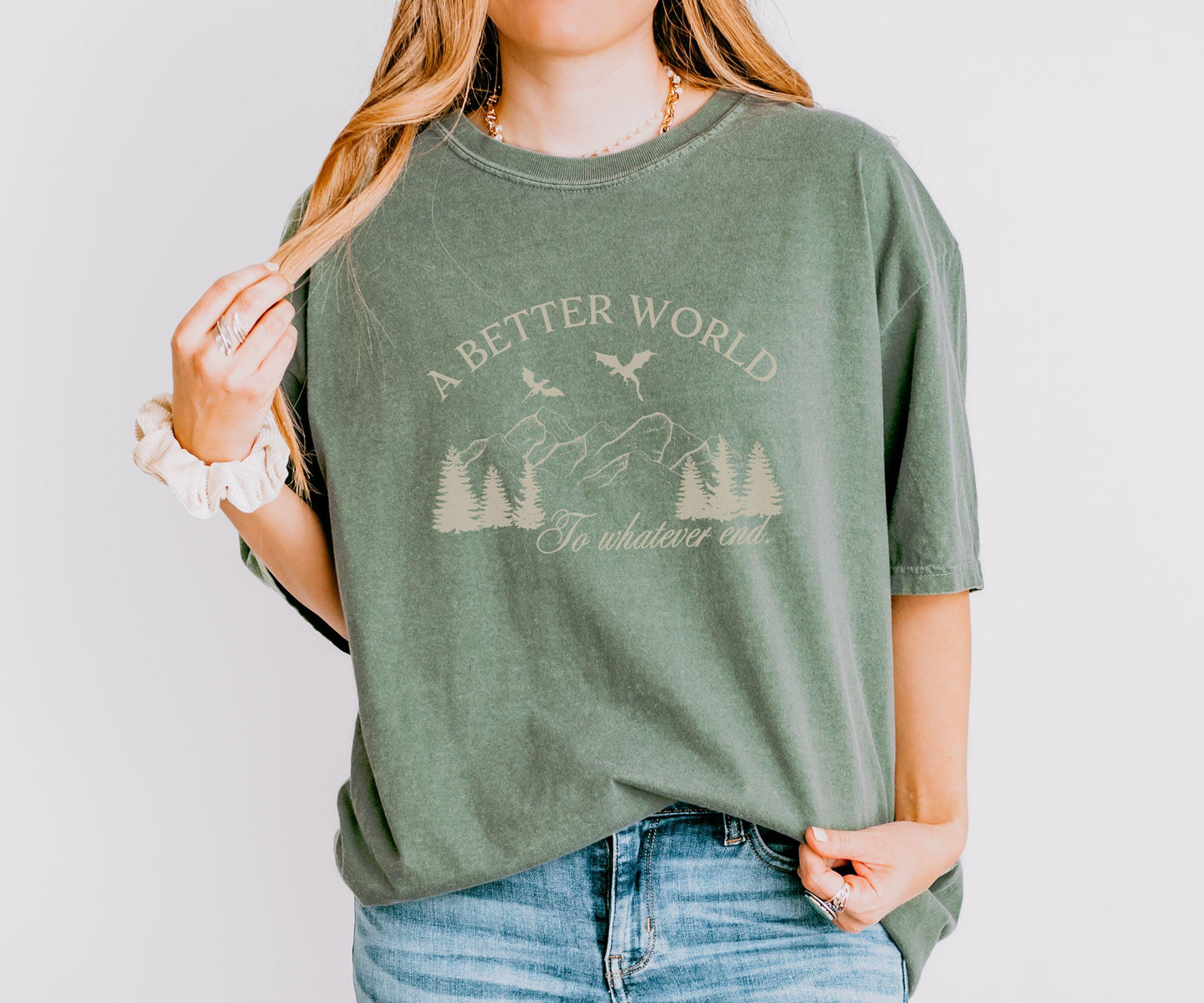 A Better World Throne of Glass Shirt, Officially Licensed SJM Merch, Kingdom of Ash To Whatever End Abraxos Wyvern Shirt Aelin and Rowan Tee