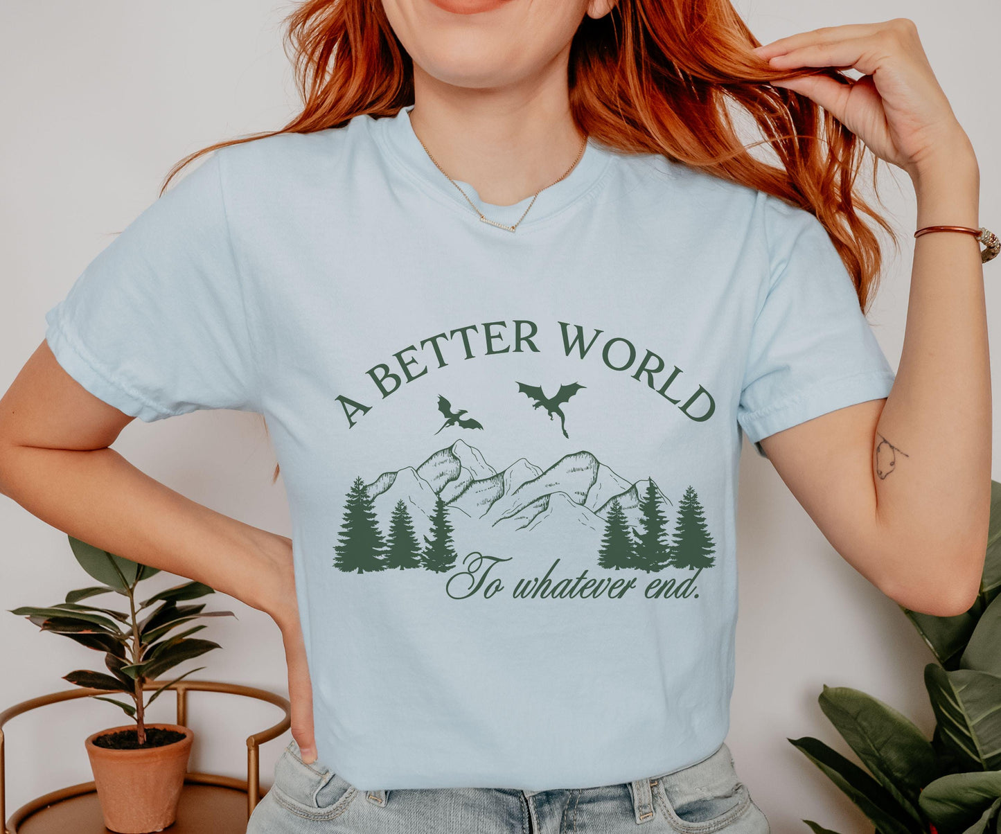 A Better World Throne of Glass Shirt, Officially Licensed SJM Merch, Kingdom of Ash To Whatever End Abraxos Wyvern Shirt Aelin and Rowan Tee