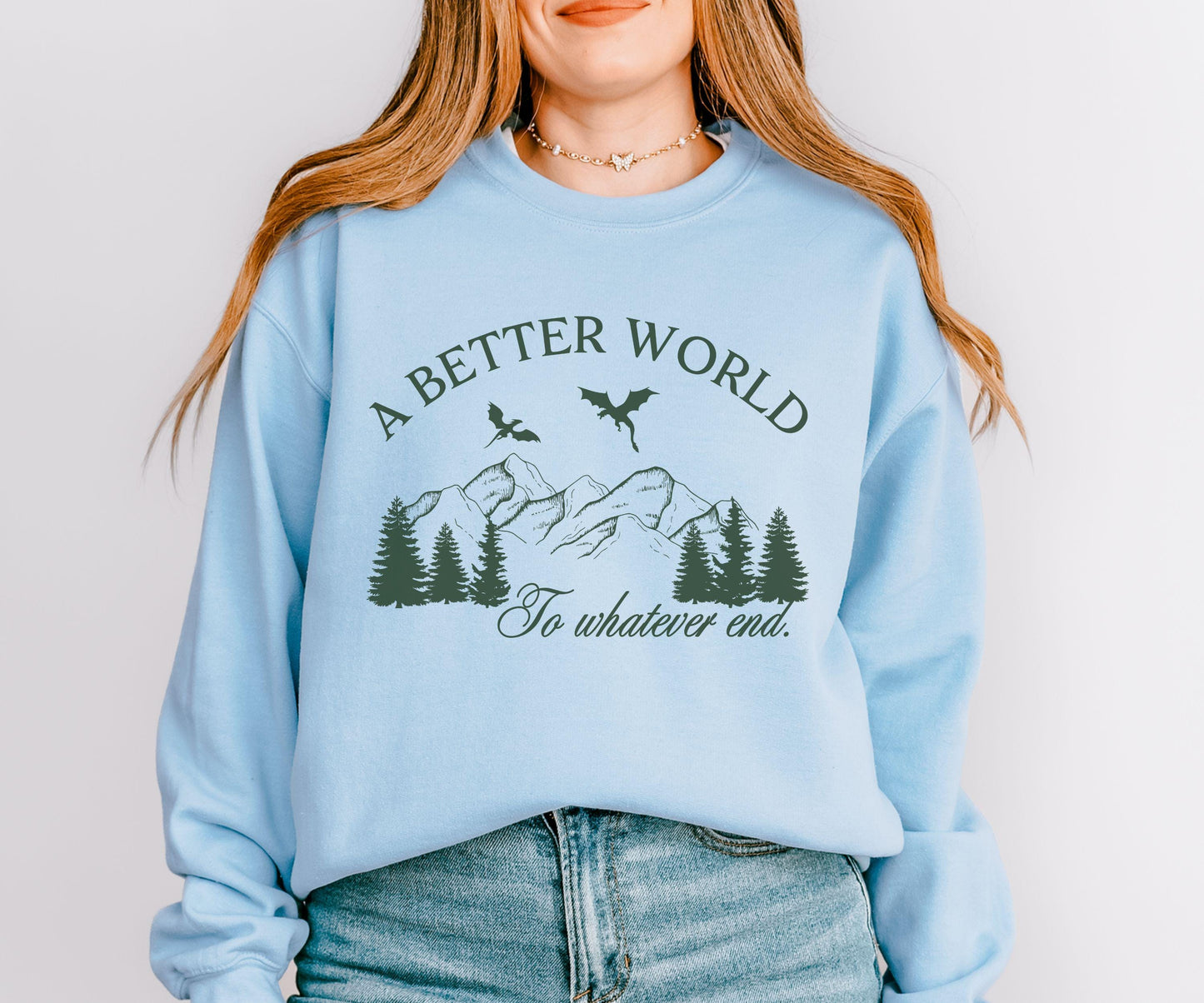 Throne of Glass Sweatshirt, KOA A better World Officially Licensed SJM Merch, To Whatever End Abraxos Wyvern Sweatshirt Aelin and Rowan