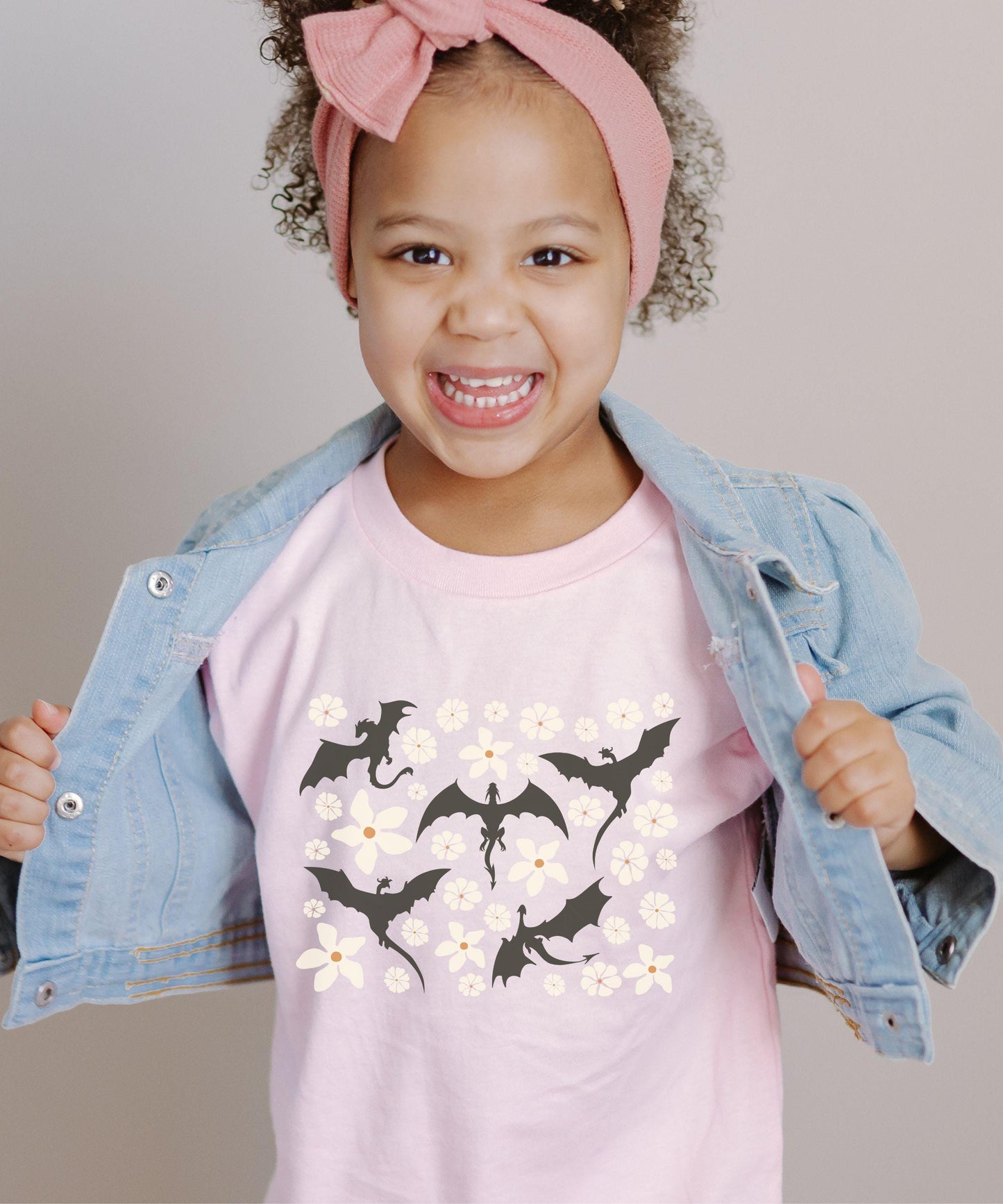 Floral Wyvern Shirt Kids, Floral Dragon Shirt Toddler FantasyCore Kids Clothes, Bookish Shirt Girl, Whimsigoth Ren Faire Renfaire Shirt