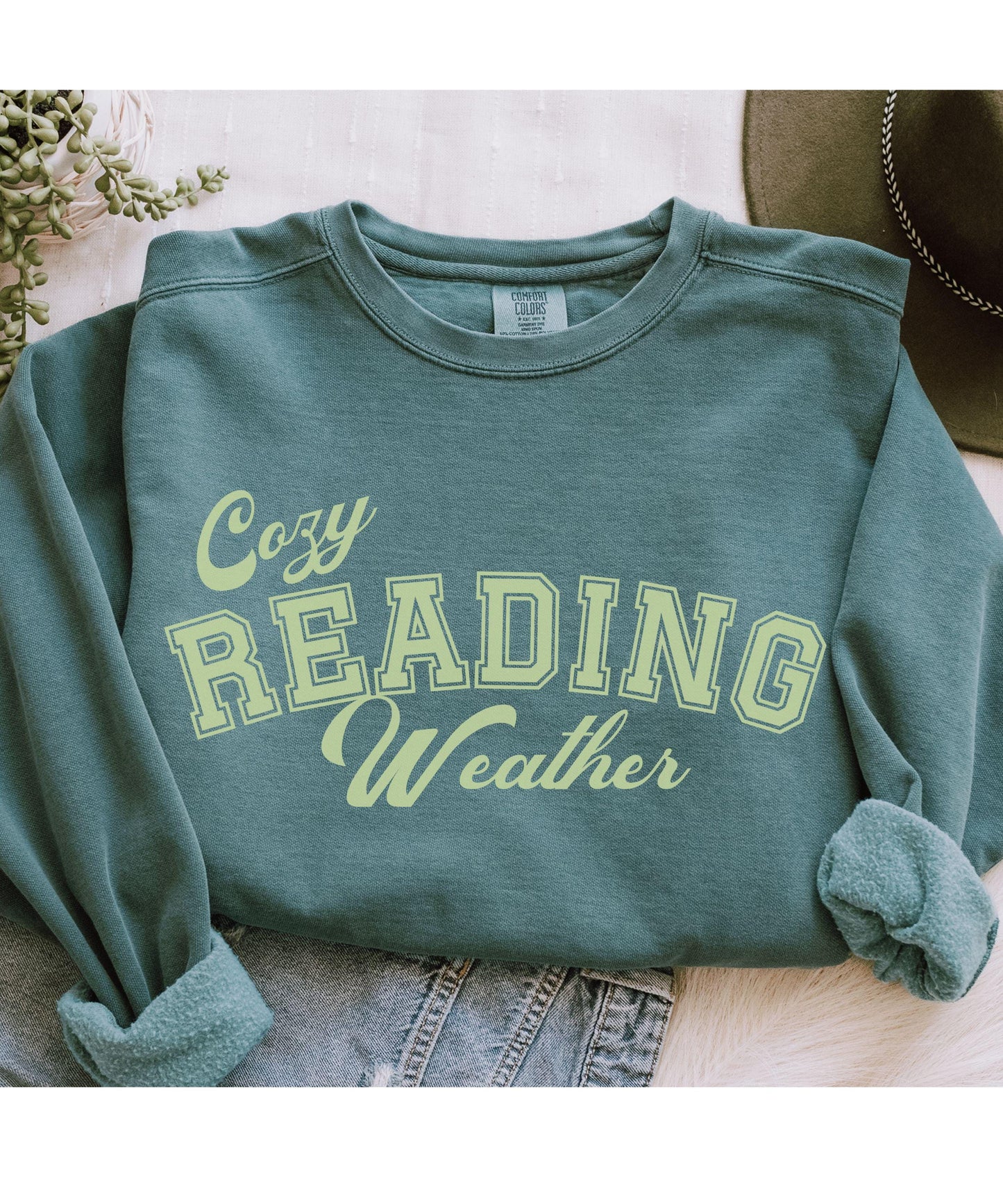 Cozy Reading Weather, Comfort Colors Reader Sweatshirt Bookish Sweatshirt Booklover Gift Read Sweatshirt Book Lover Shirt Book Core Crewneck