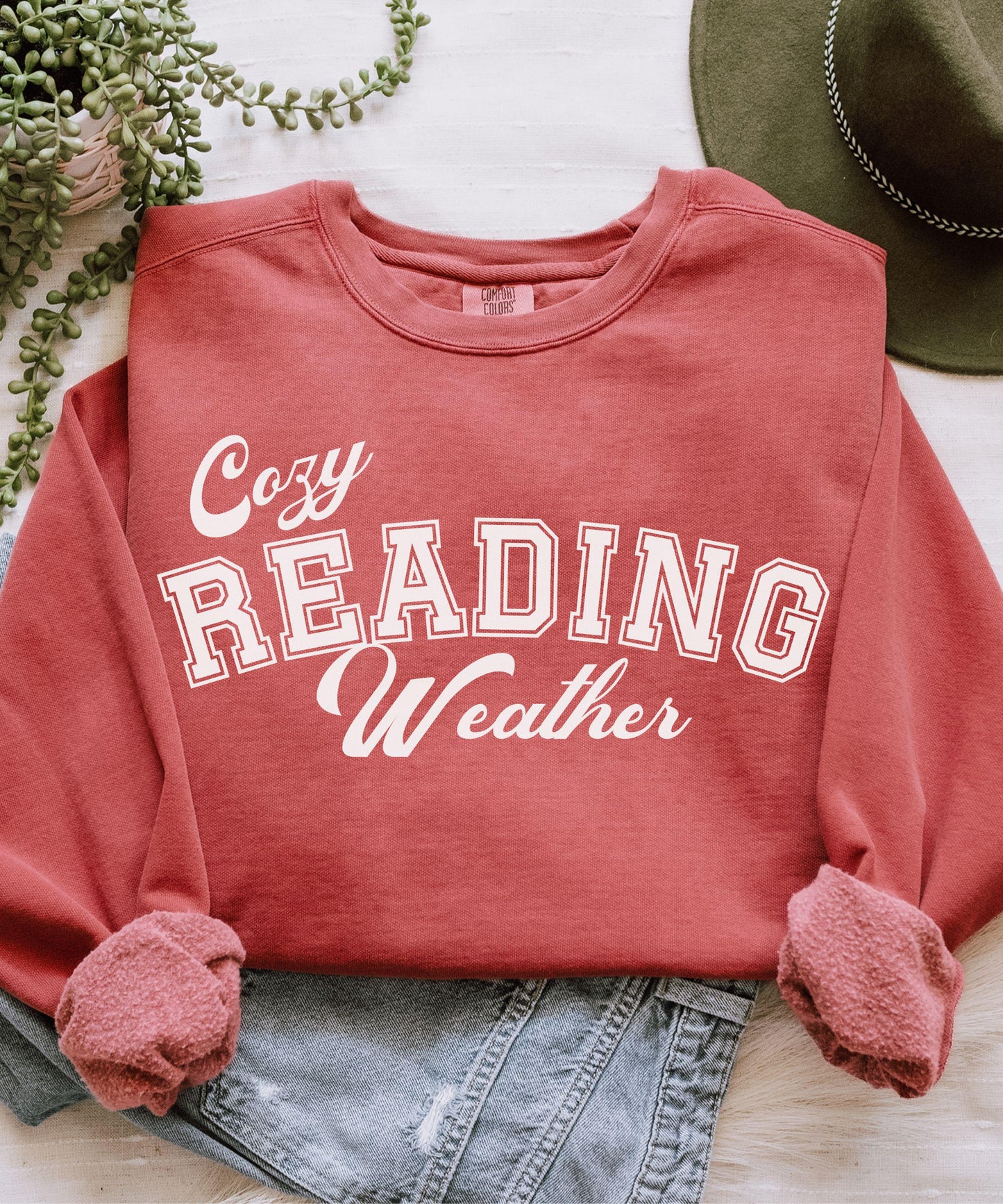 Cozy Reading Weather, Comfort Colors Reader Sweatshirt Bookish Sweatshirt Booklover Gift Read Sweatshirt Book Lover Shirt Book Core Crewneck