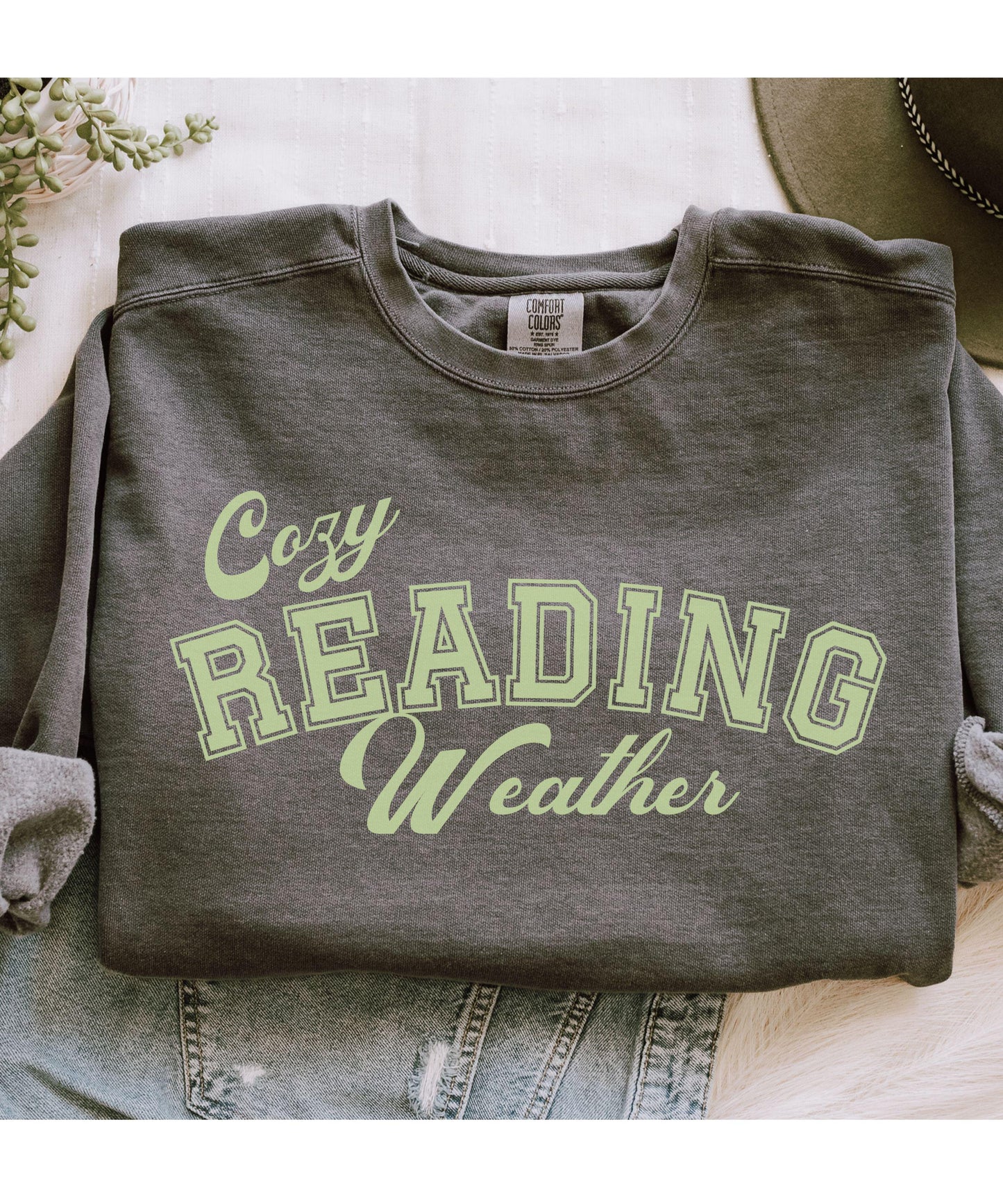 Cozy Reading Weather, Comfort Colors Reader Sweatshirt Bookish Sweatshirt Booklover Gift Read Sweatshirt Book Lover Shirt Book Core Crewneck