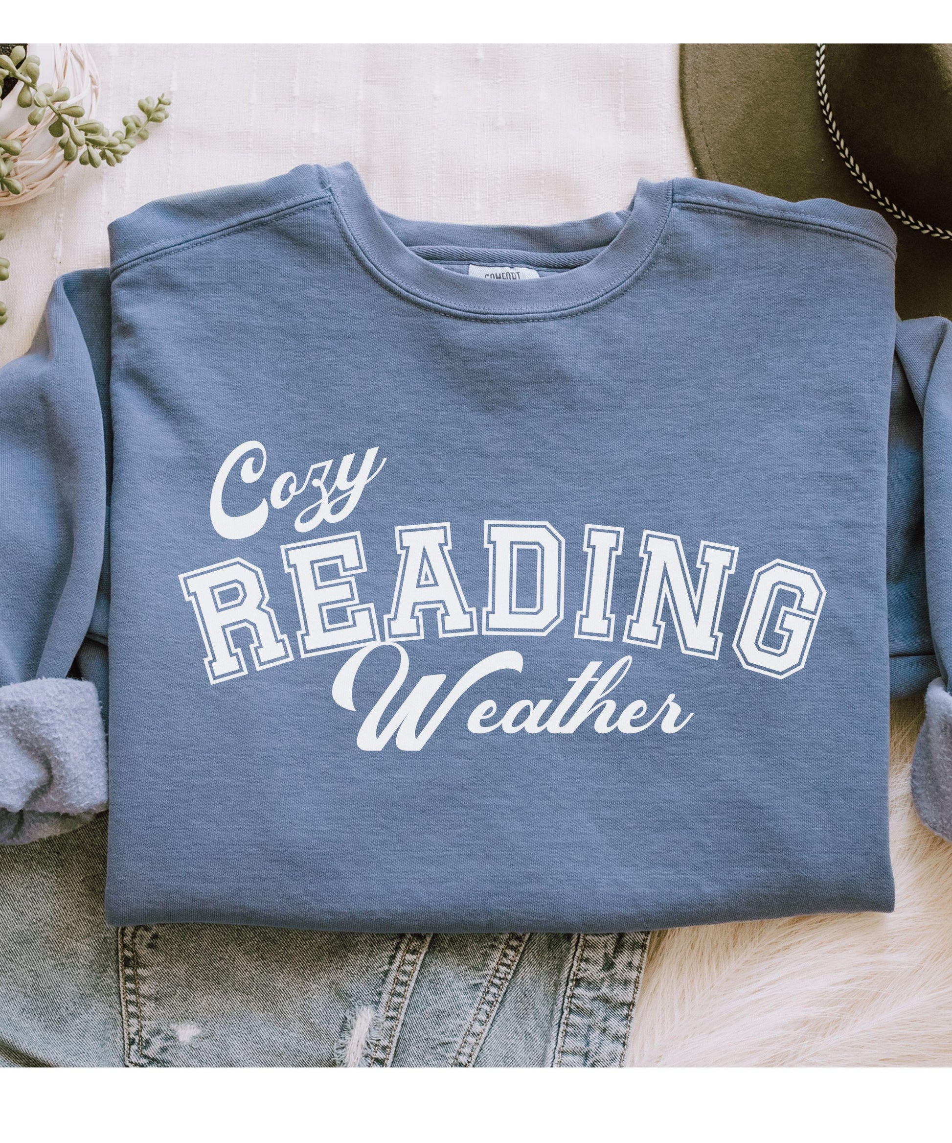 Cozy Reading Weather, Comfort Colors Reader Sweatshirt Bookish Sweatshirt Booklover Gift Read Sweatshirt Book Lover Shirt Book Core Crewneck