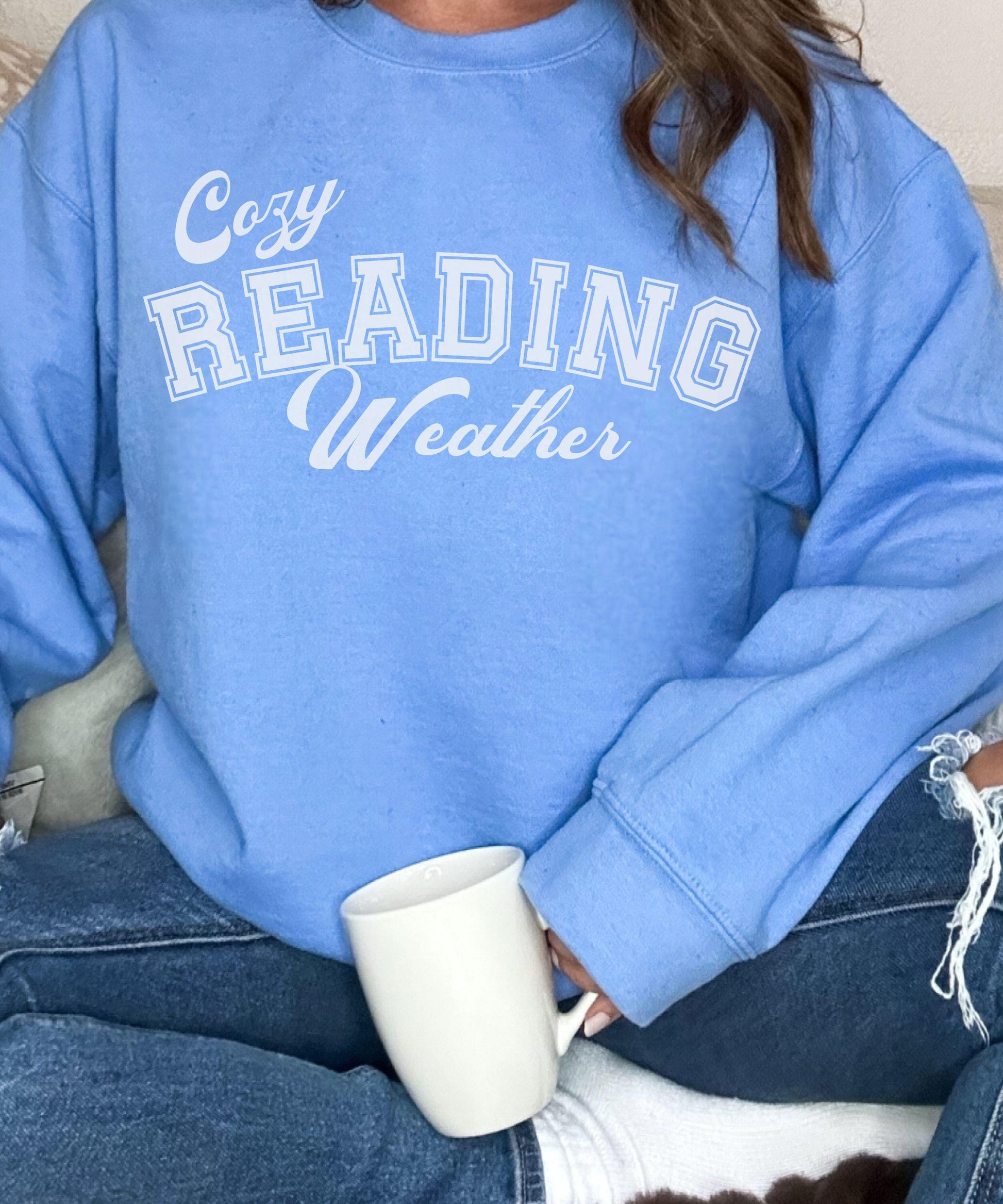 Cozy Reading Weather Sweatshirt, Bookish Sweatshirt Booklover Gift Read Sweatshirt Book Lover Shirt Book Core Crewneck Cozy Hygge Gifts