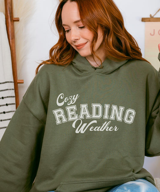Cozy Reading Weather Hoodie, Book Lover Gifts Bookish Reading Sweatshirt Book Core Shirt Reader Sweatshirt Born To Read Cozy Reader Hoodie