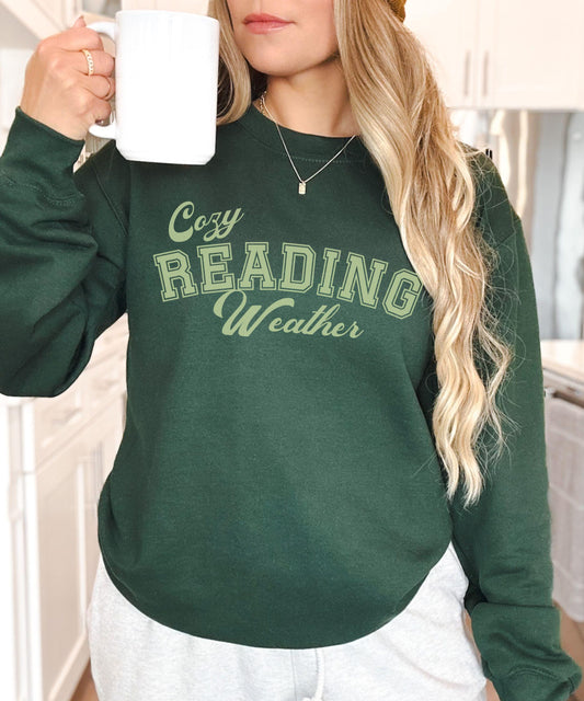 Cozy Reading Weather Sweatshirt, Bookish Sweatshirt Booklover Gift Read Sweatshirt Book Lover Shirt Book Core Crewneck Cozy Hygge Gifts