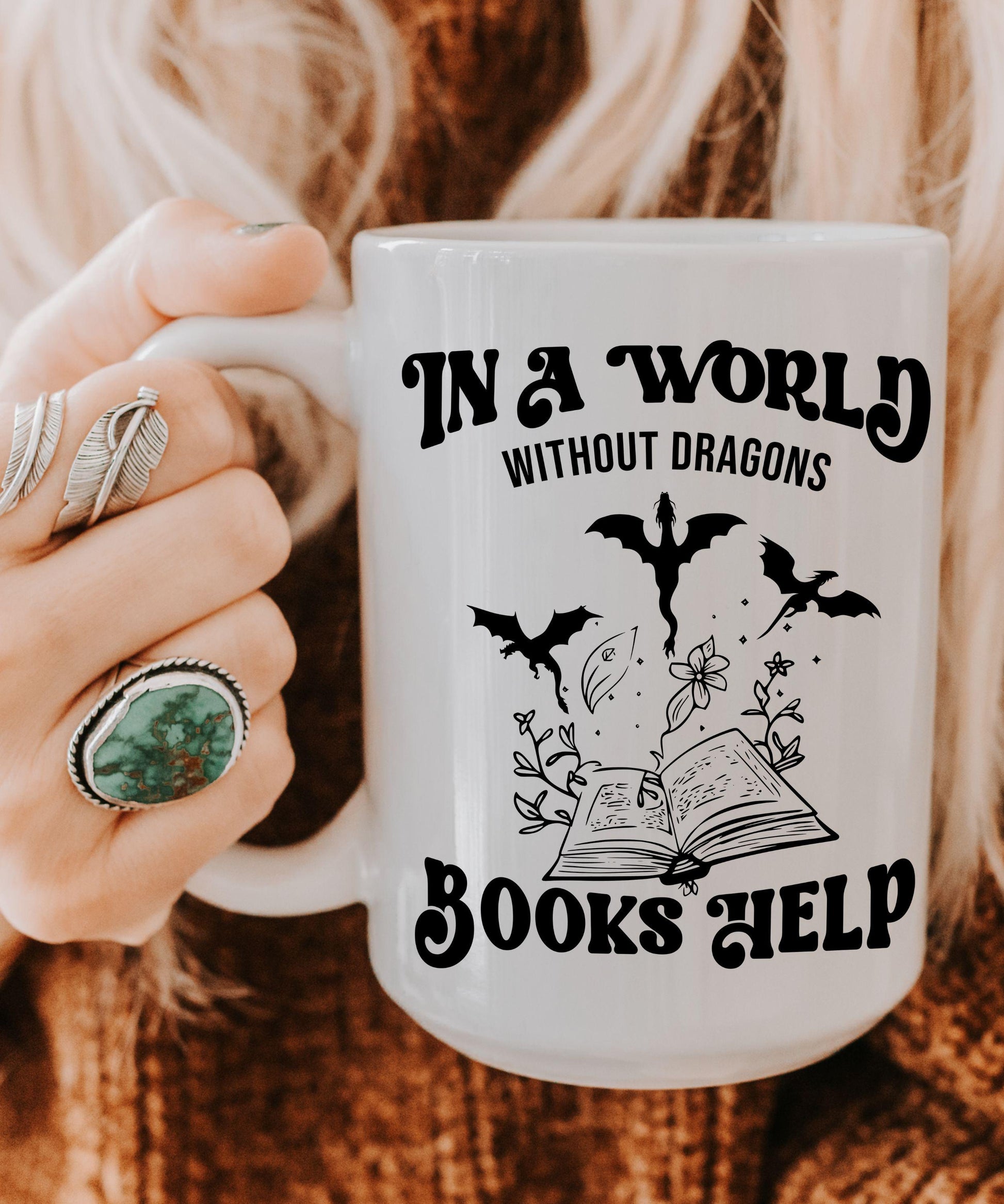 Dragon Mug, Fantasy Romance Reader Mug, Dragon Gifts Romantasy Merch Reader Gift, Book Lover coffee mug, Bookish Things, Gift for Book Lover