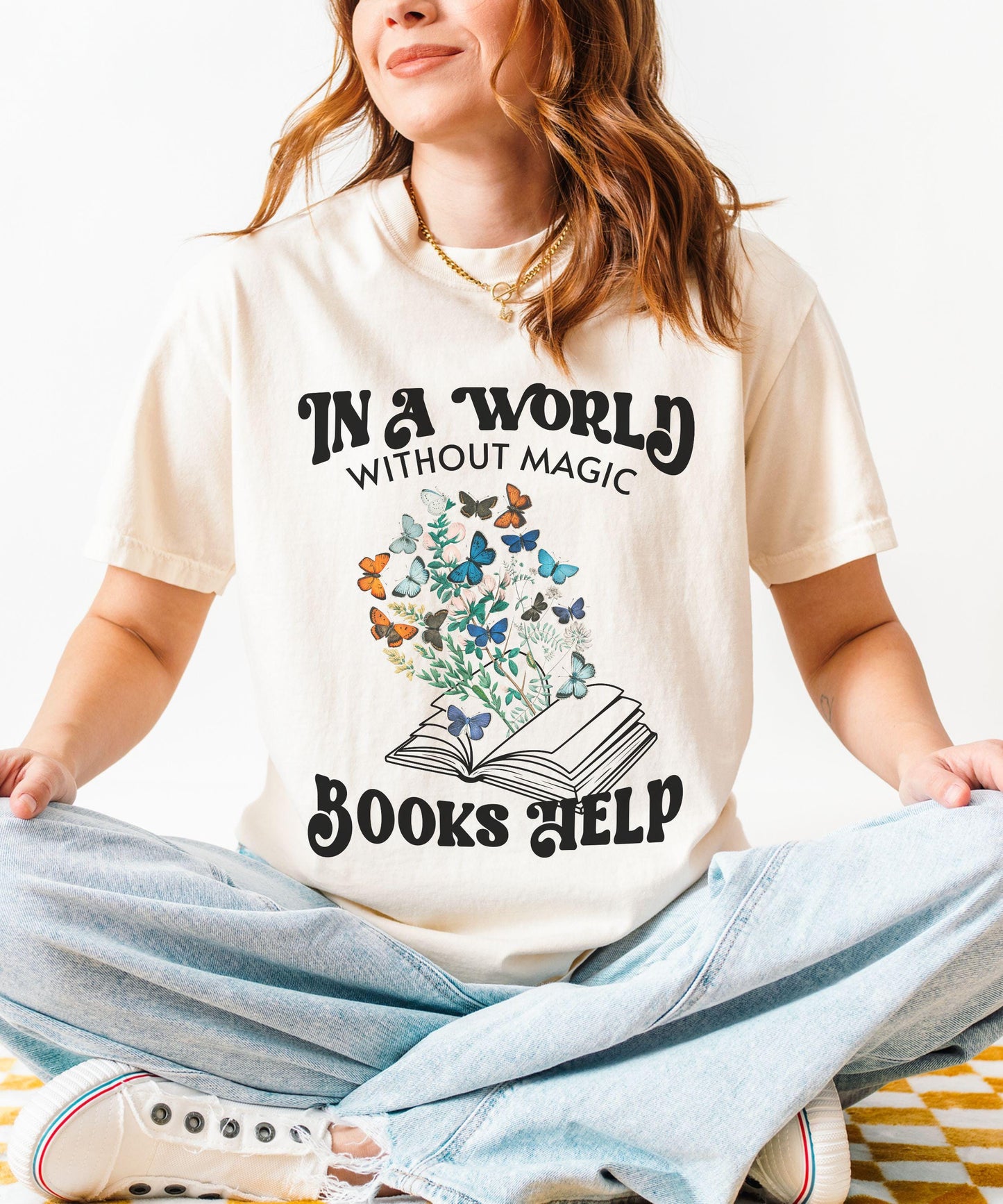 Romantasy Shirt, Books Help Butterfly Shirt Fantasy Romance Romantasy Merch Reader Gift Book Lover Tee Bookish Things, Nature Insect Shirt