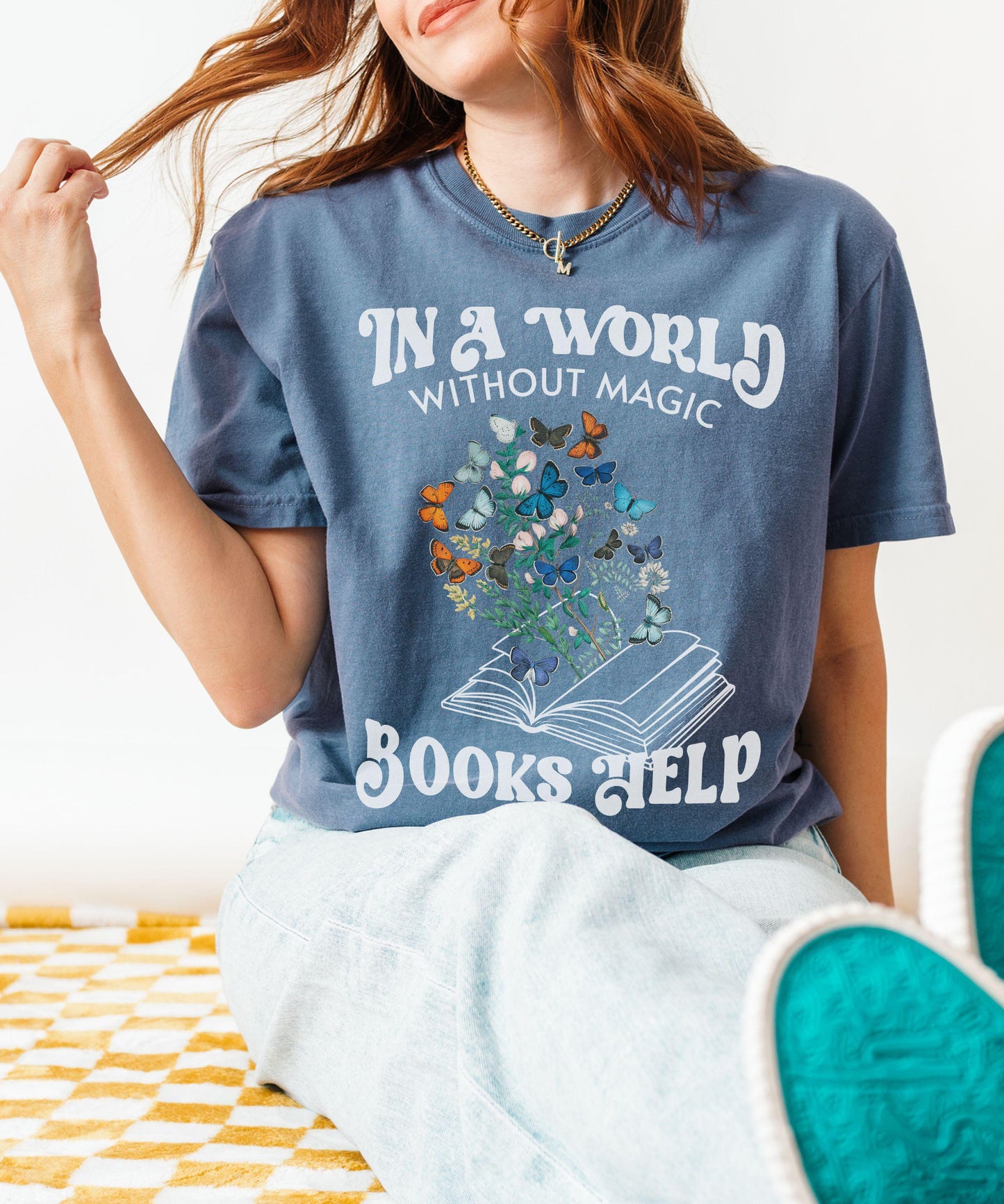 Romantasy Shirt, Books Help Butterfly Shirt Fantasy Romance Romantasy Merch Reader Gift Book Lover Tee Bookish Things, Nature Insect Shirt
