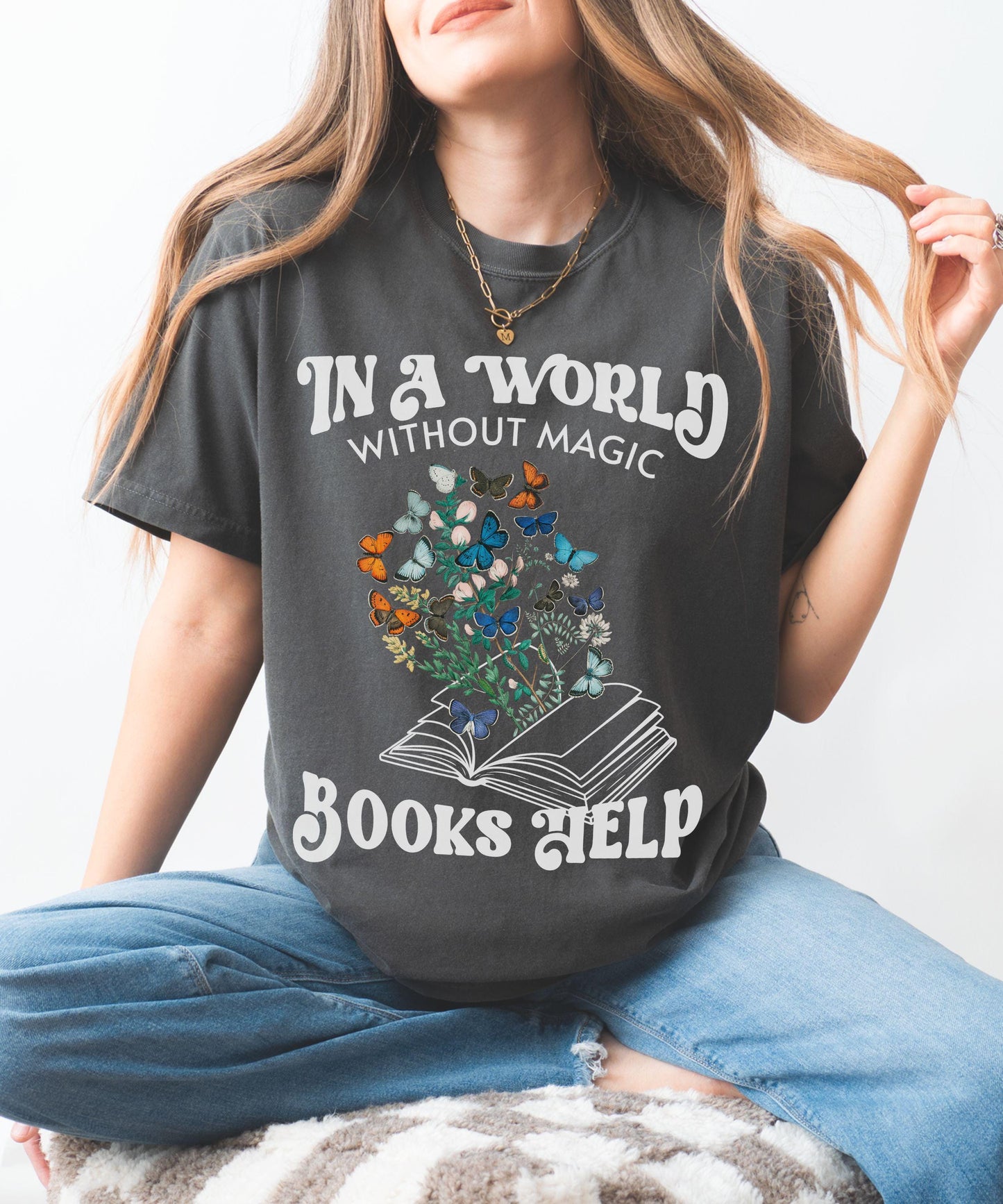 Romantasy Shirt, Books Help Butterfly Shirt Fantasy Romance Romantasy Merch Reader Gift Book Lover Tee Bookish Things, Nature Insect Shirt