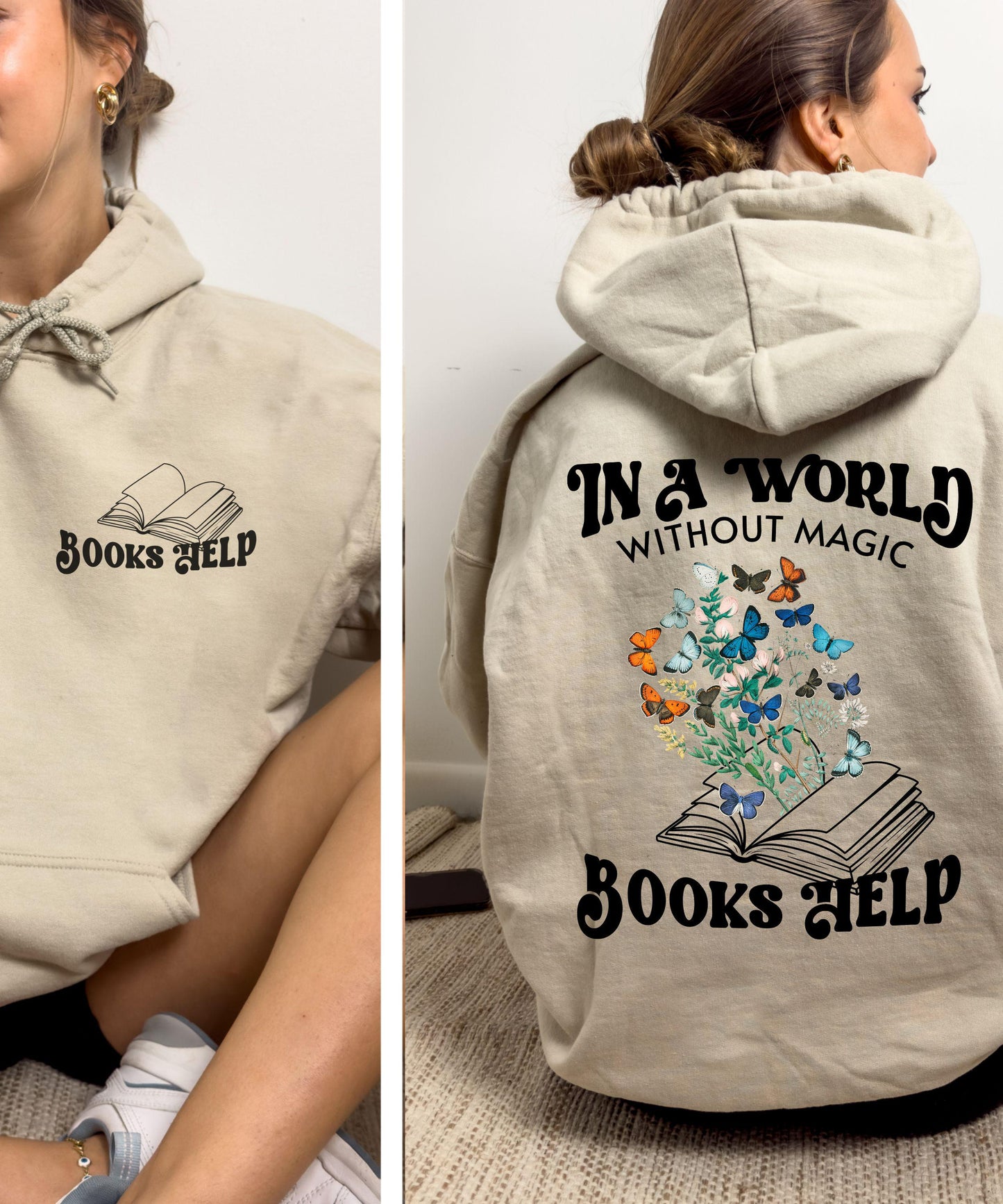 Romantasy Sweatshirt, Fantasy Reader Sweatshirt, Books Help, Bookish Granola Girl Butterfly Caterpillar Hoodie, Romantasy Book Merch
