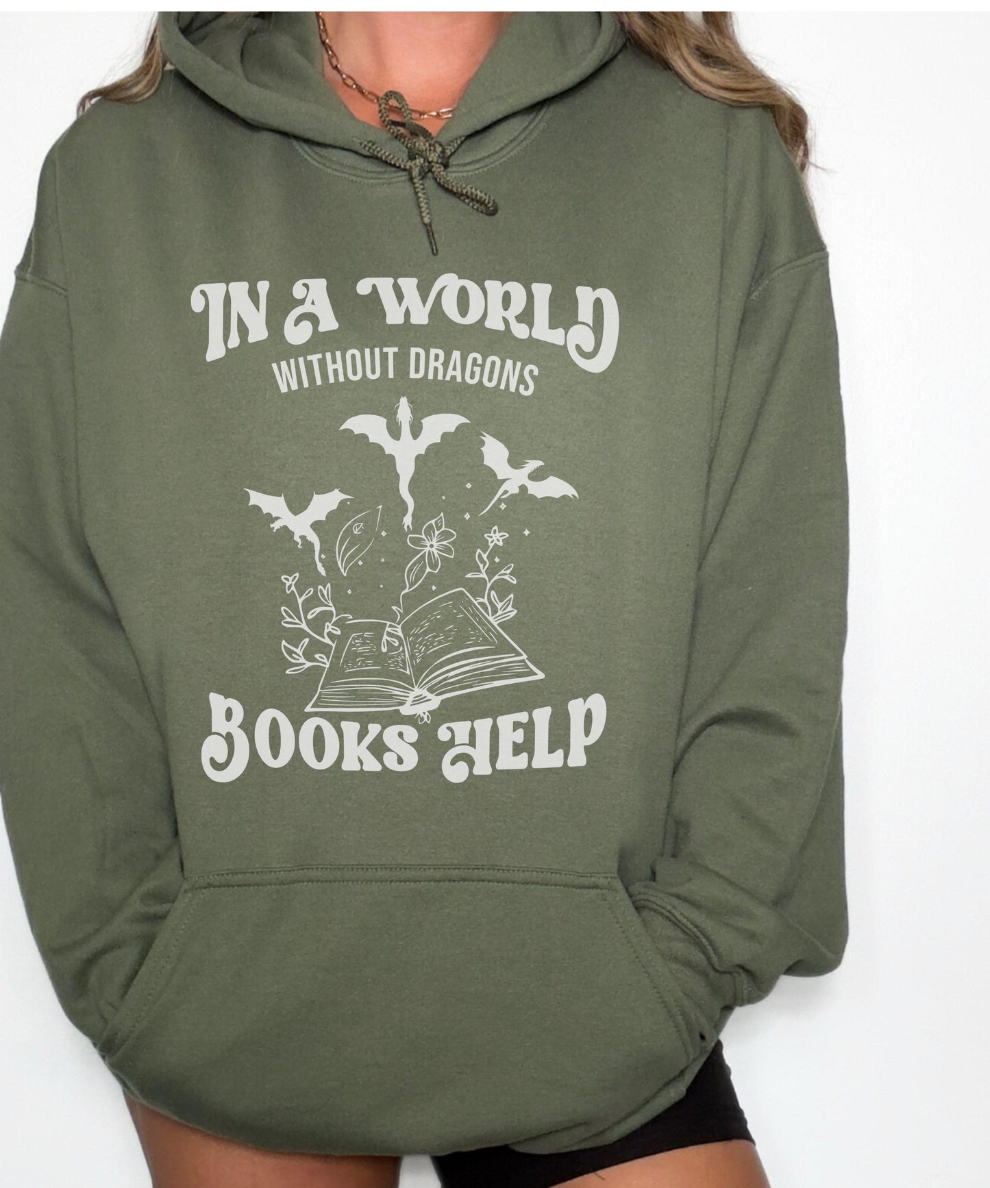 Dragon Hoodie, Book Dragon Sweatshirt, Fantasy Reader Hoodie Romantasy Book Merch, Bookish Things, Reading Is My Therapy Self Care Hoodie