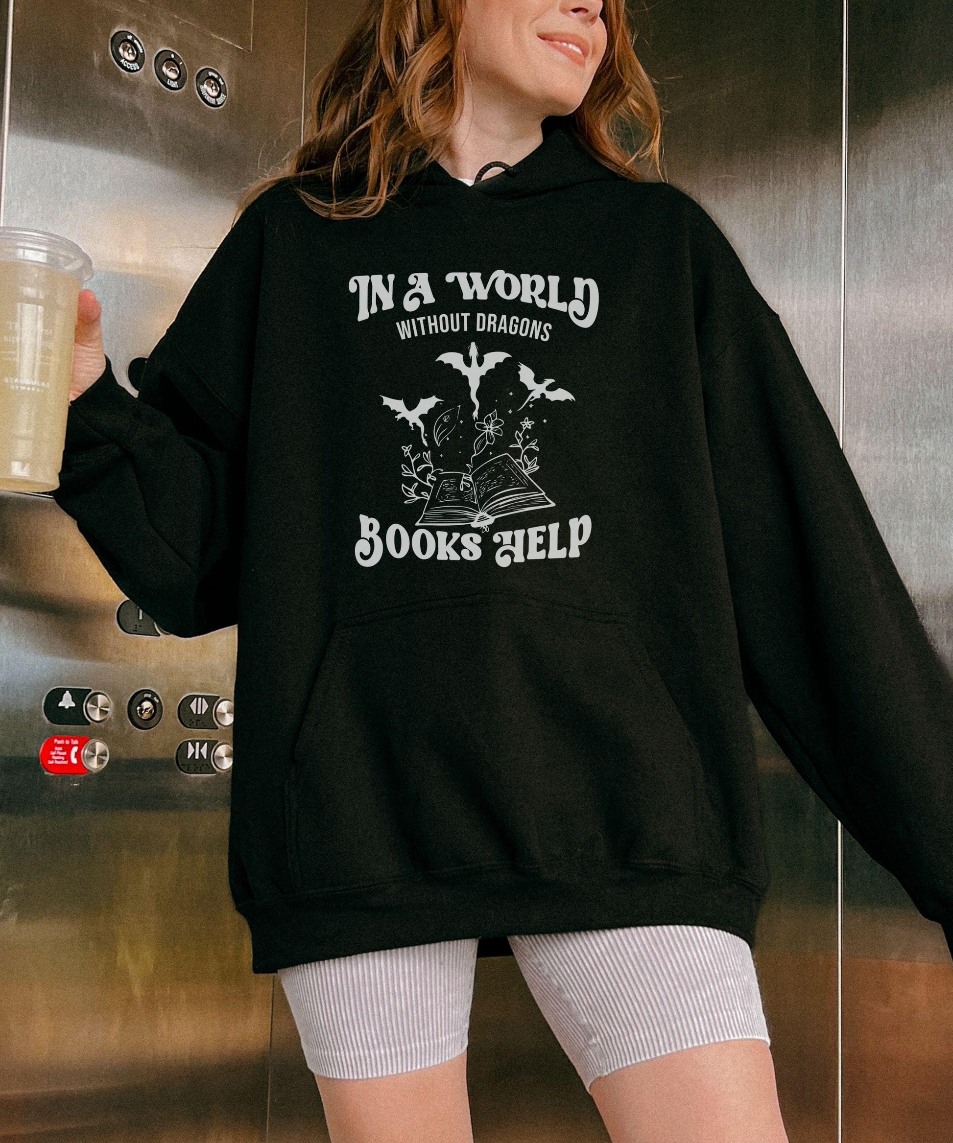Dragon Hoodie, Book Dragon Sweatshirt, Fantasy Reader Hoodie Romantasy Book Merch, Bookish Things, Reading Is My Therapy Self Care Hoodie