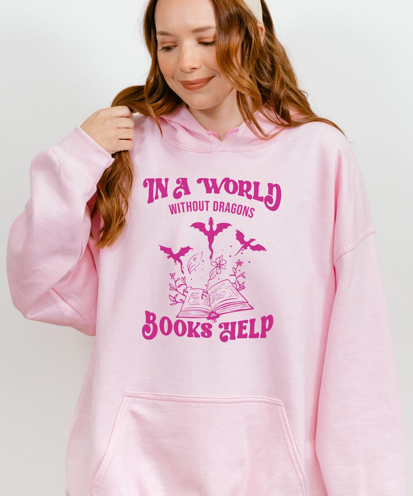 Dragon Hoodie, Book Dragon Sweatshirt, Fantasy Reader Hoodie Romantasy Book Merch, Bookish Things, Reading Is My Therapy Self Care Hoodie
