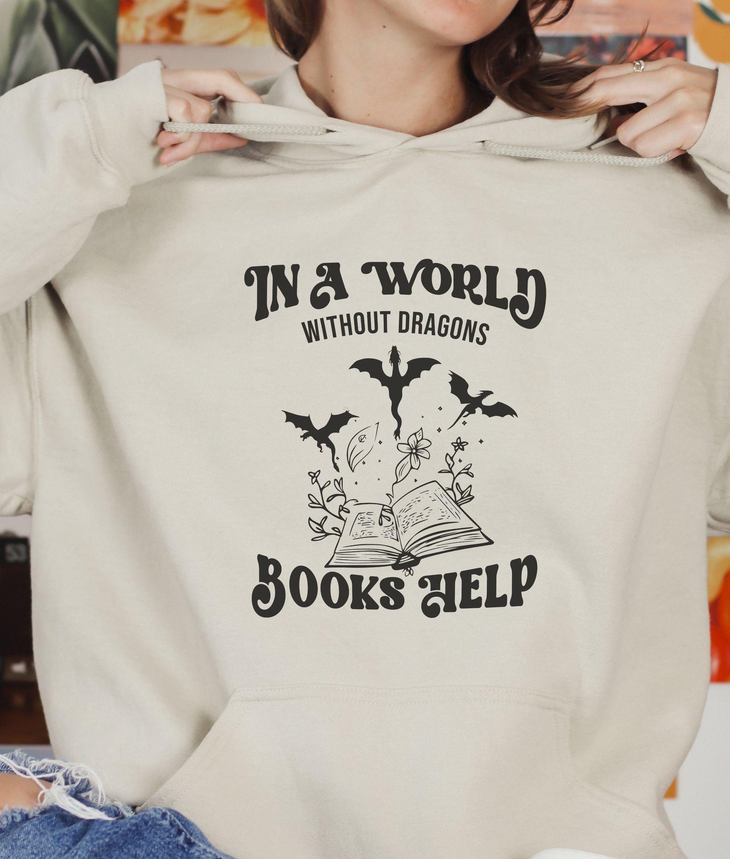 Dragon Hoodie, Book Dragon Sweatshirt, Fantasy Reader Hoodie Romantasy Book Merch, Bookish Things, Reading Is My Therapy Self Care Hoodie