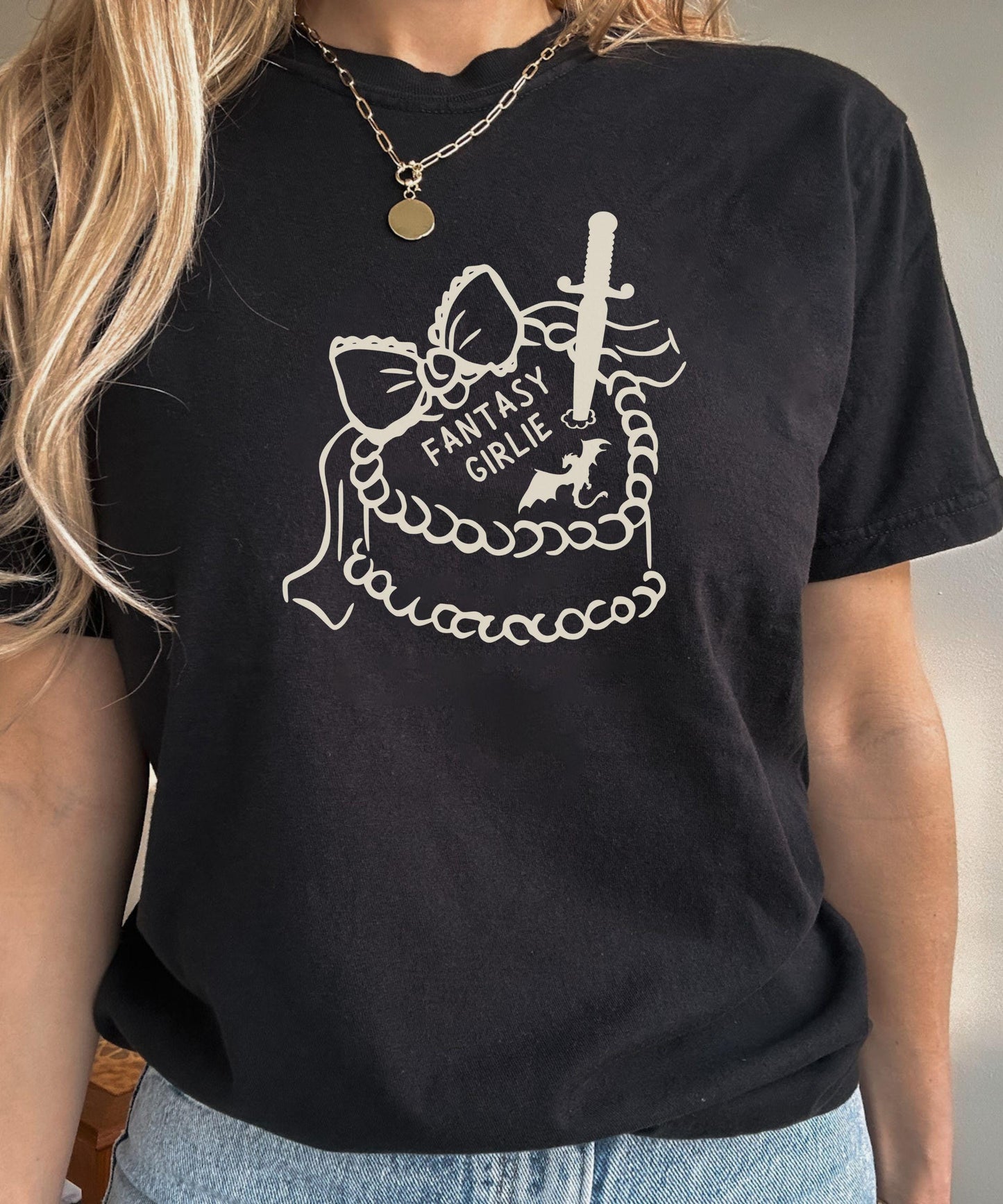 Fantasy Girlie Dragon Shirt, Coquette Cake Shirt, Romantasy Shirt Bookish Things Wyvern Shirt Castlecore Fantasy Romance Book Merch