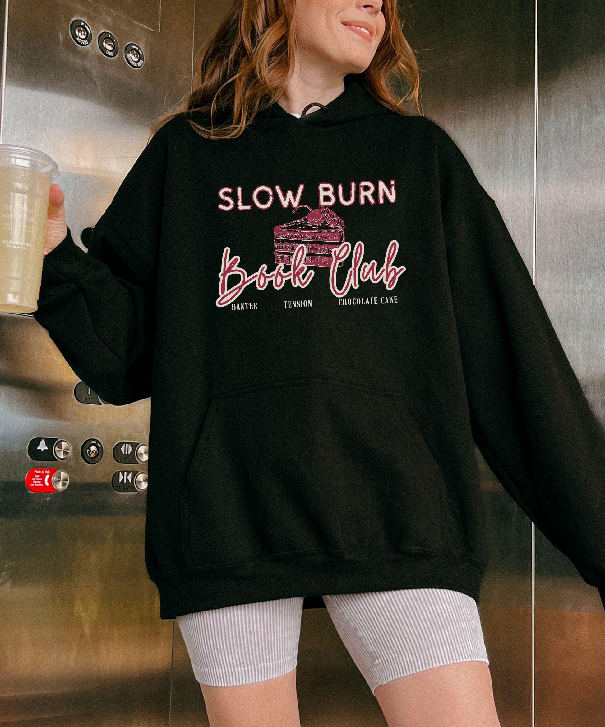 Slow Burn Book Club Hoodie, Chocolate Cake Book Trope Sweatshirt, Enemies to Lovers Romantasy Merch Romance Reader Hoodie Bookish Shop