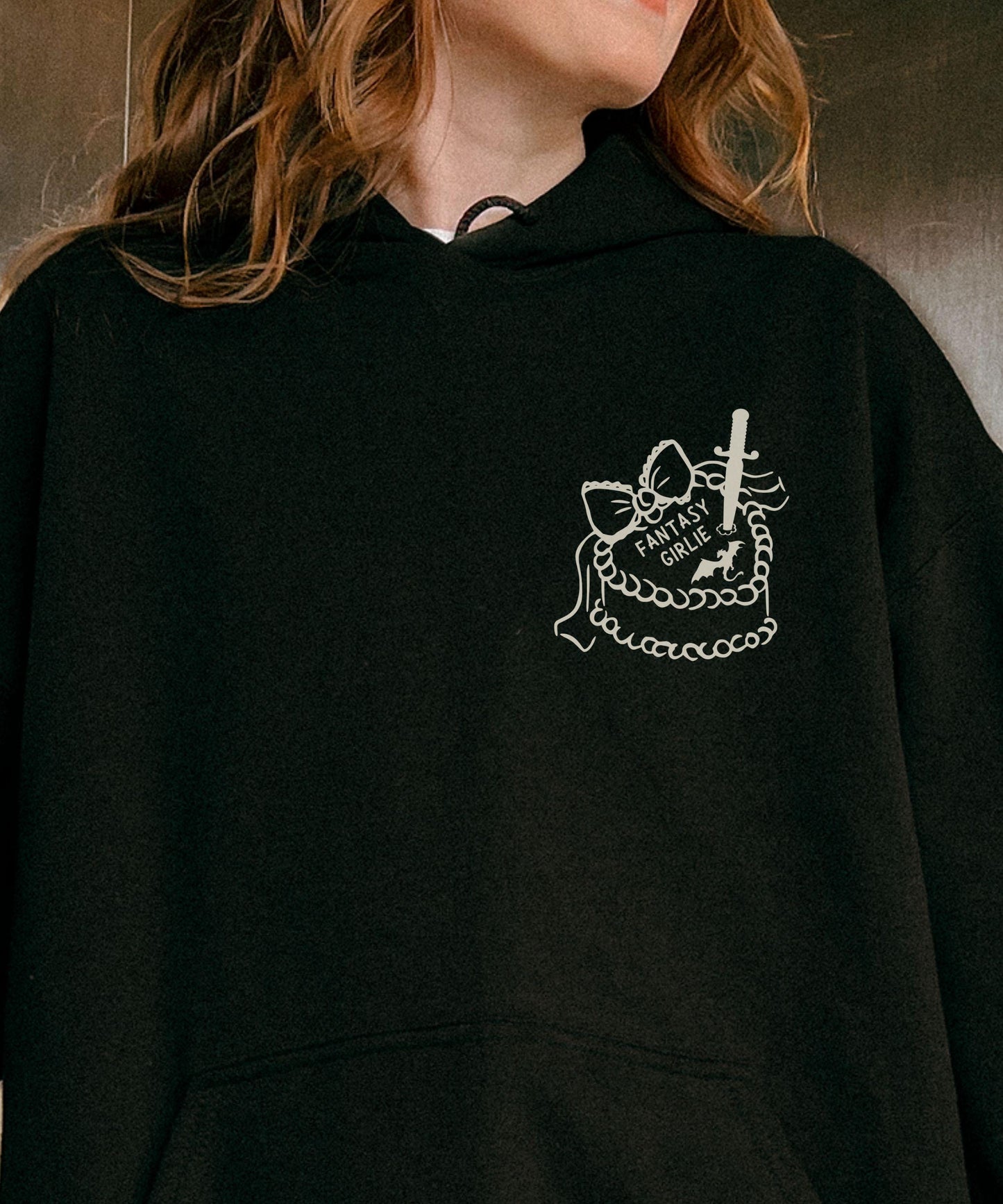 Fantasy Girlie Dragon Hoodie, Dark Coquette Cake Fantasy Romance Hoodie, Romantasy Reader Merch, Bookish Things, Fantasy Book Reading Hoodie