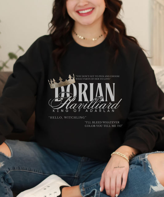 Dorian Havilliard Sweatshirt, Throne of Glass Sweatshirt, Licensed Sarah J Maas Merch, Manon Blackbeak Kingdom Of Ash Romantasy Sweatshirt