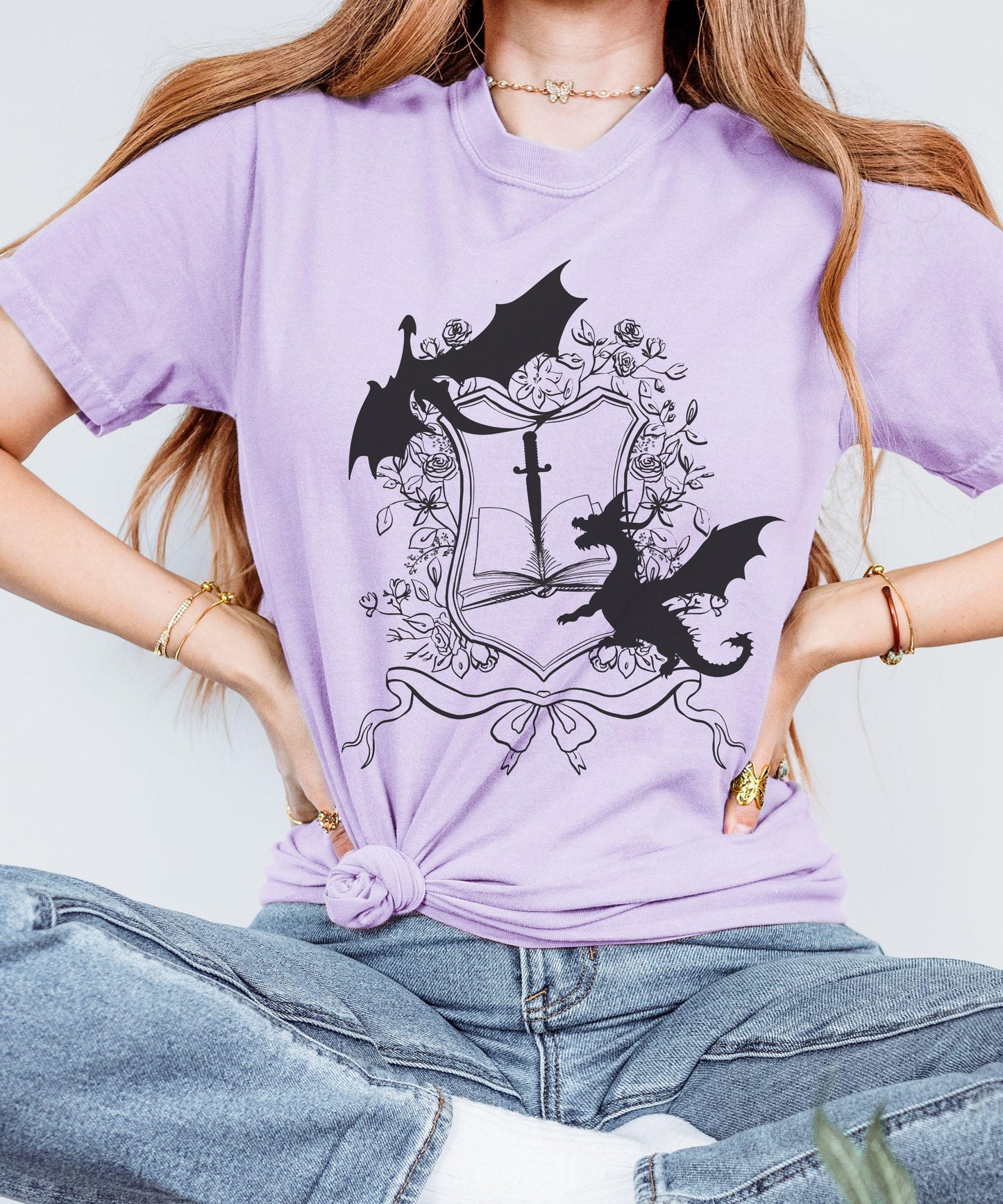 Fantasy Book Dragon Shirt, Fantasy Romance Shirt, Romantasy Merch Bookish Shops, Bookdragon Castlecore Medieval Shirt, Whimsigoth Clothing