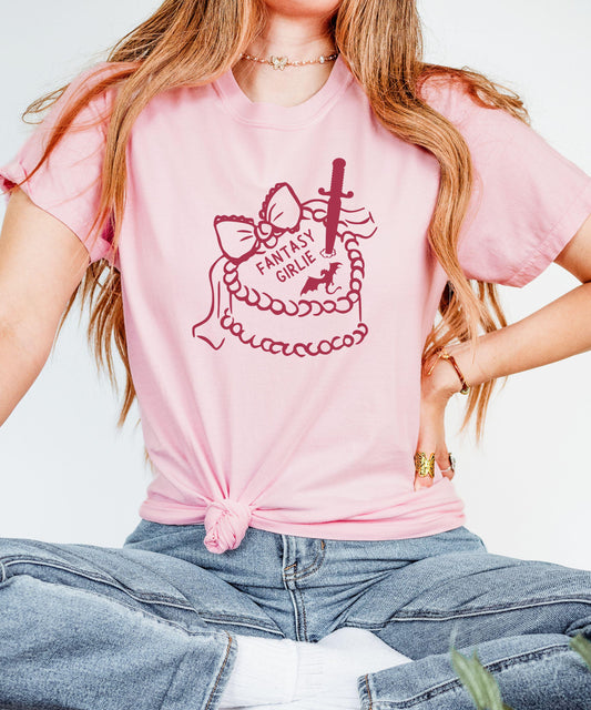 Fantasy Girlie Dragon Shirt, Coquette Cake Shirt, Romantasy Shirt Bookish Things Wyvern Shirt Castlecore Fantasy Romance Book Merch