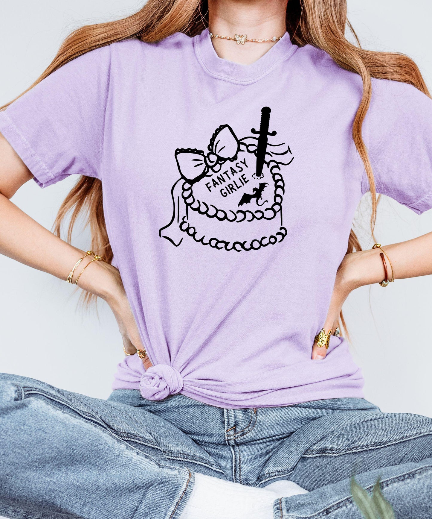 Fantasy Girlie Dragon Shirt, Coquette Cake Shirt, Romantasy Shirt Bookish Things Wyvern Shirt Castlecore Fantasy Romance Book Merch